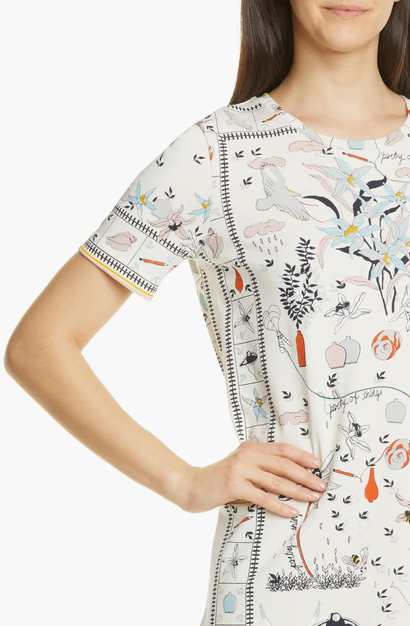 NEW TORY BURCH T-shirt dress short Sleeve Poetry of things Sizes M L NWT