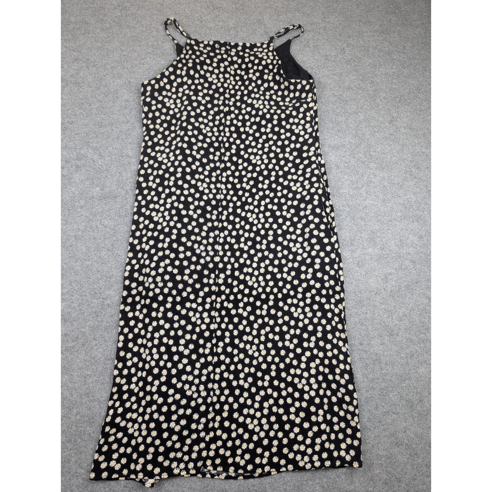 Matty M Womens Black Daisy Floral Midi Dress XS Adjustable Straps Pockets