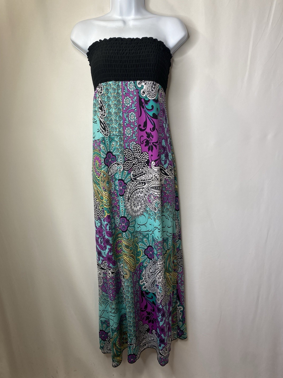 Vintage Wet Seal Dress Y2K Measures Medium Boho Beach Strapless Summer VACA Fun