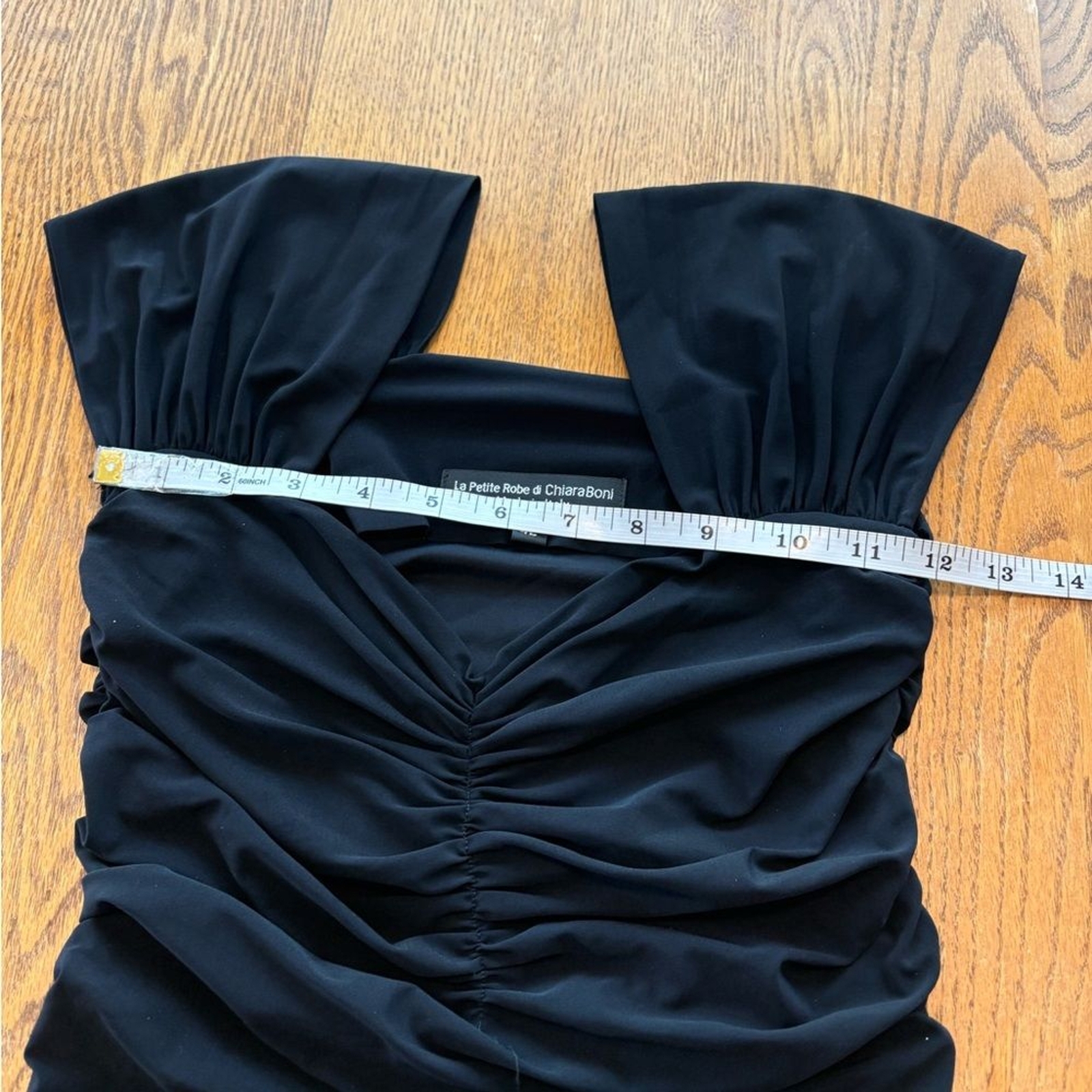 Chiara Boni La Petite Robe Black Cristal Ruched Sweetheart Dress EU 42 US 6 M