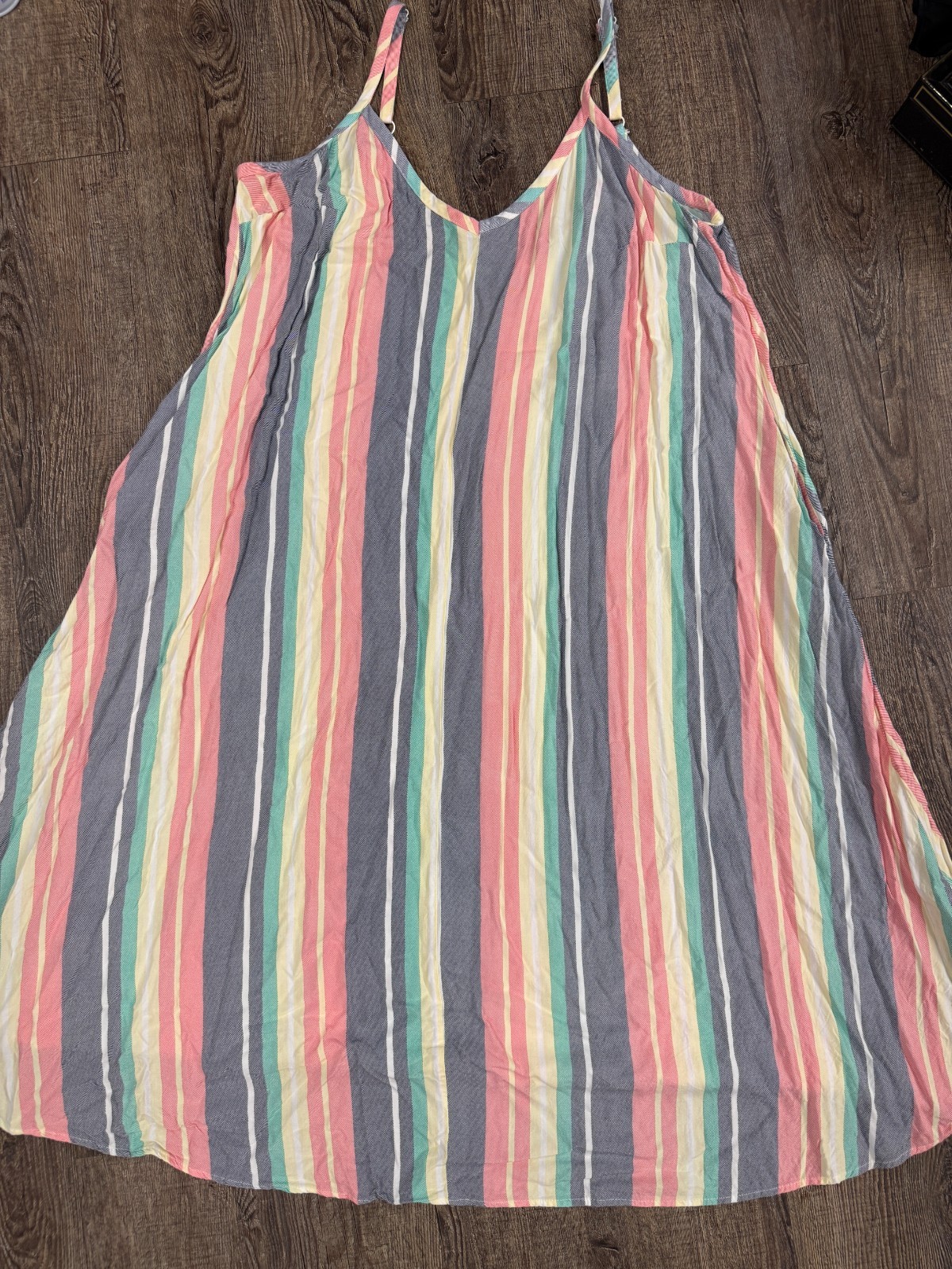 Torrid Plus Size 1 Multi Stripe Challis Midi Dress NO TIE 1X Tank Top