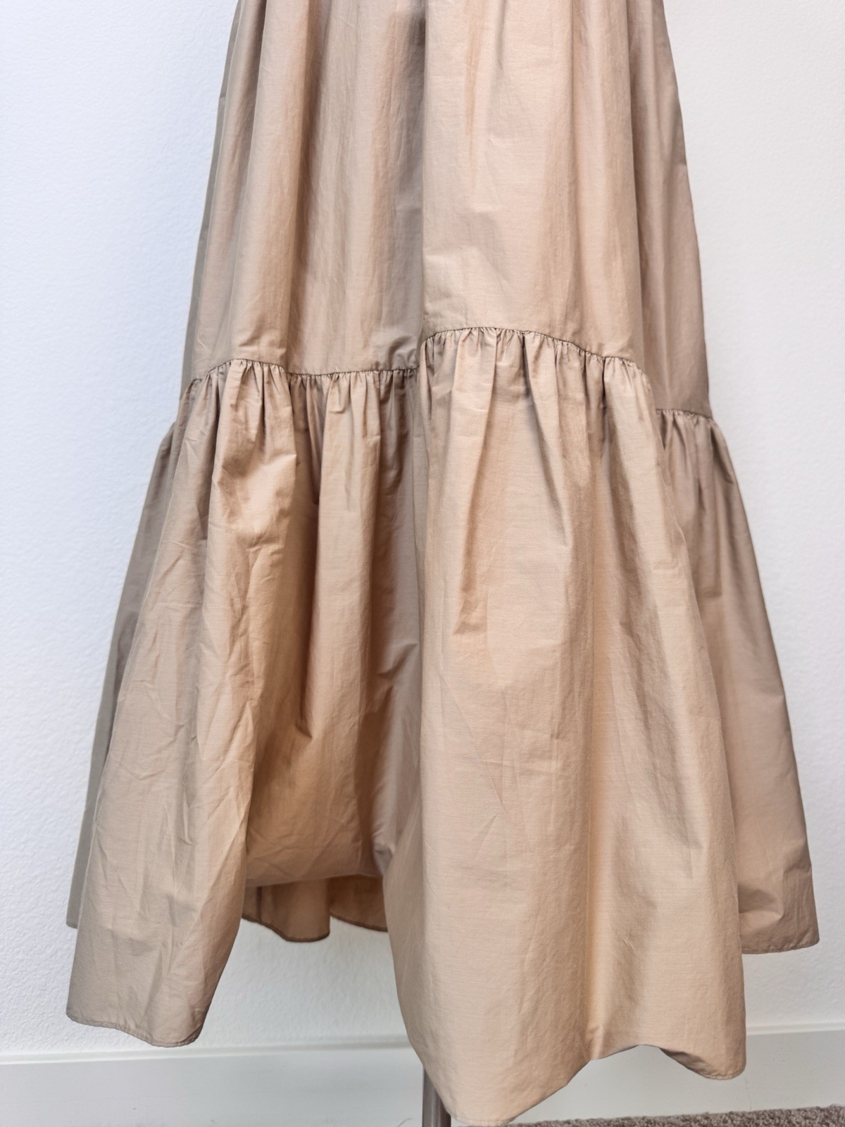 NEW Theory Womens Cotton Blend Tan Sleeveless Tiered Maxi Dress Size 6