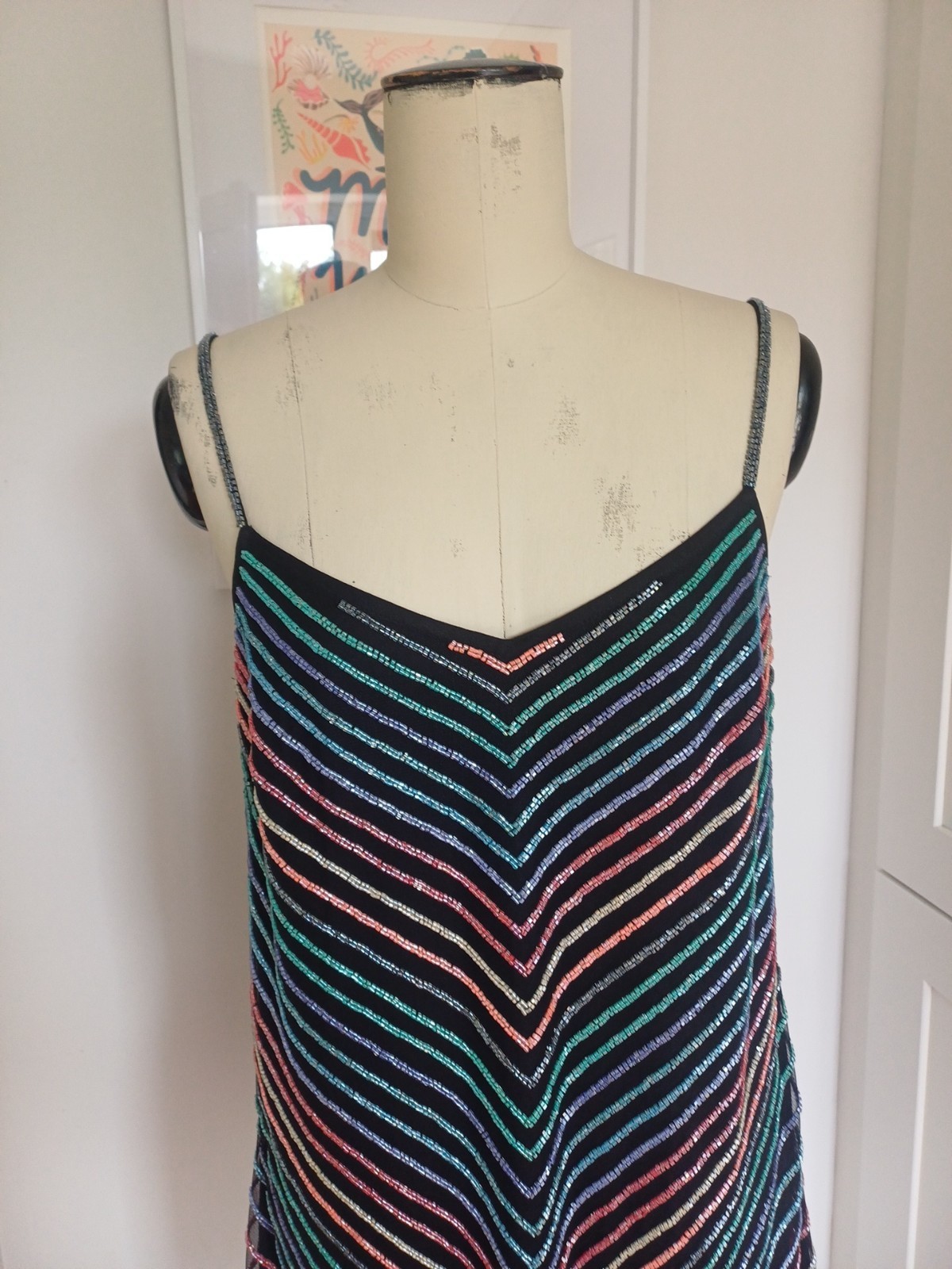 Monsoon Limited Edition Rainbow Beaded Dress UK 12 Y2K Festival Party Boho