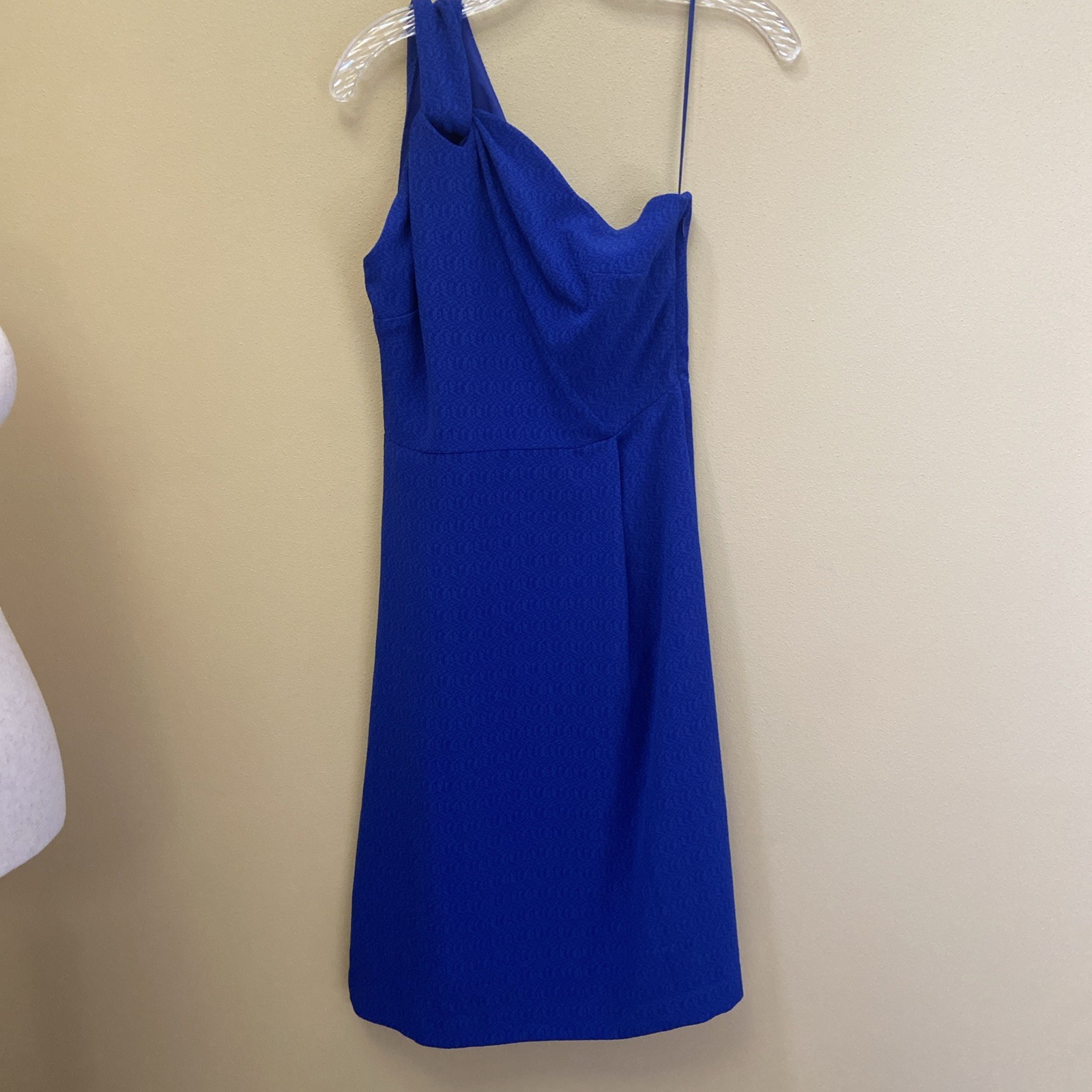 Banana Republic One Shoulder Roman Knee Length Dress Size 0 Royal Blue