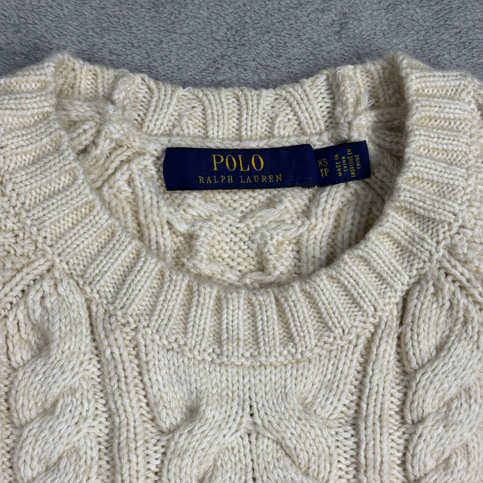 Polo Ralph Lauren Cream Cable Knit Sweater Dress Womens XS Preppy Quiet Luxury