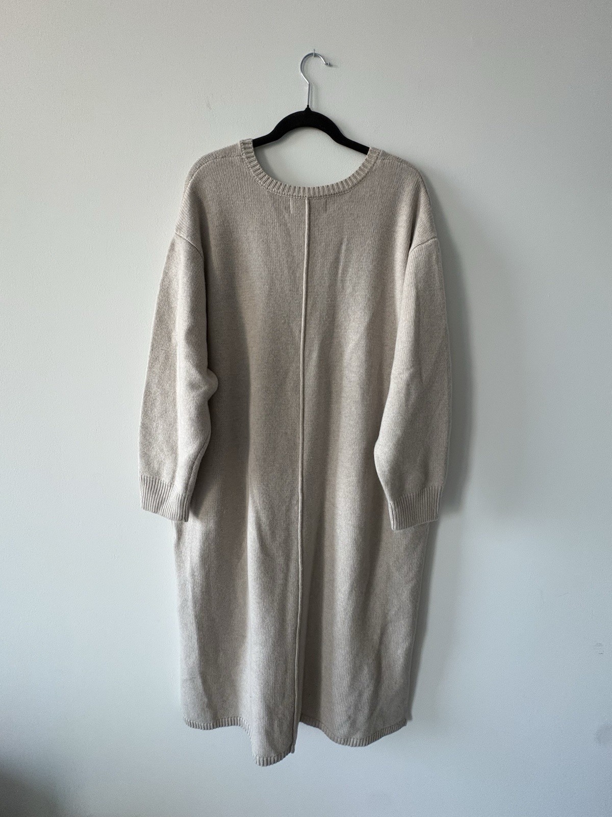 11 Honore Plus Size 4x Neutral Beige Wool-Cashmere Knit Sweater Pocket Dress