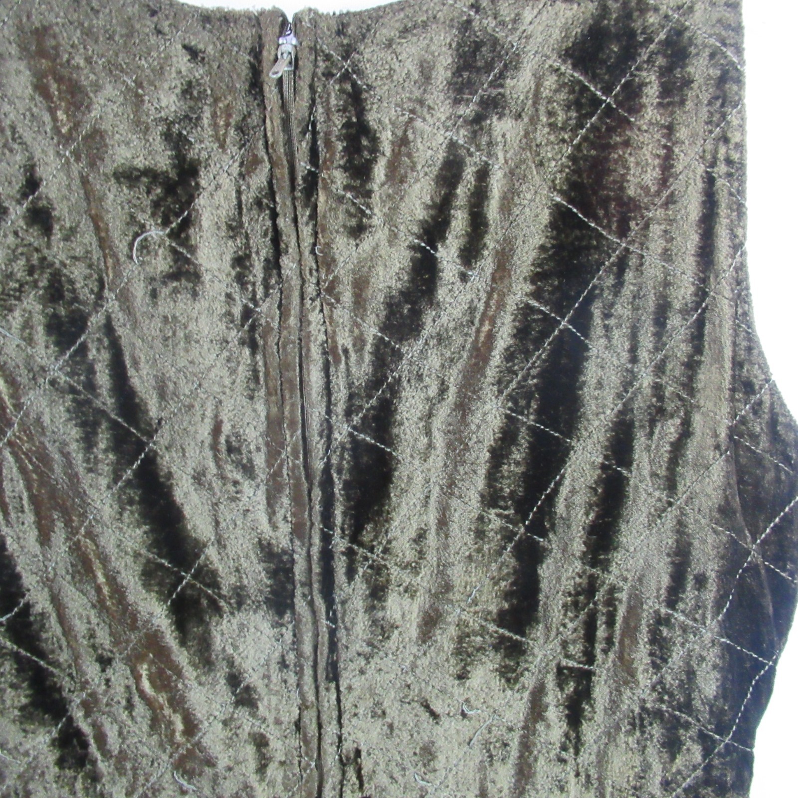Vintage RENE DERHY VELVET PATCHWORK DRESS Brown Olive Scalloped Hem Size S Boho