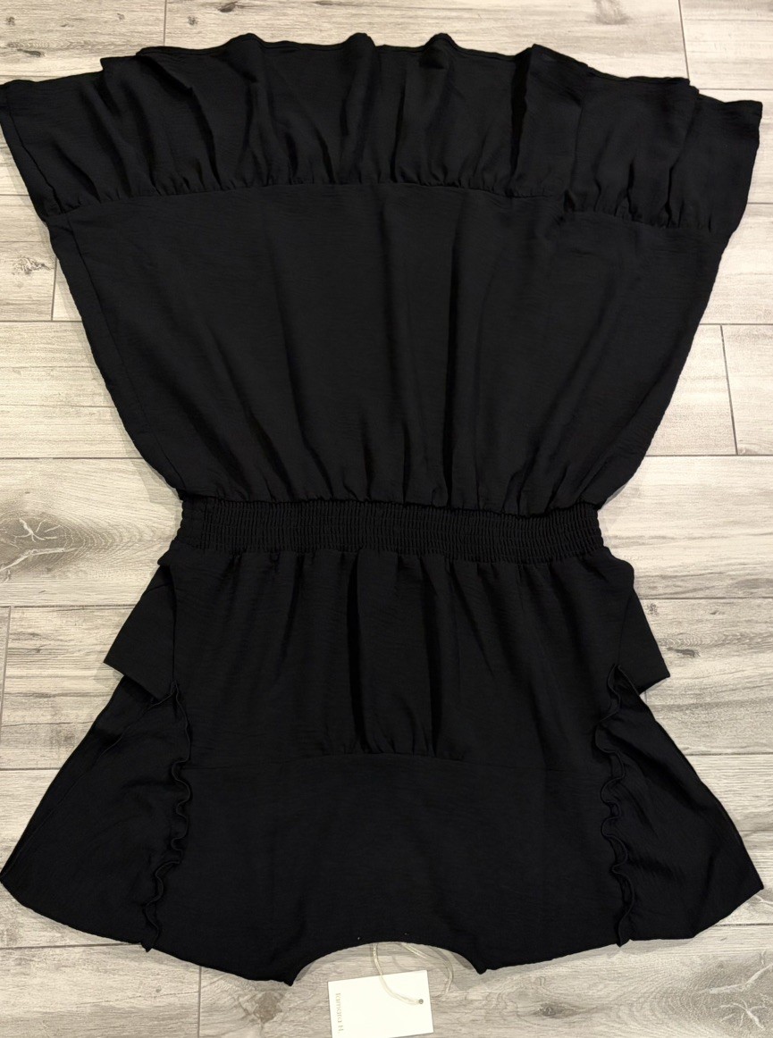 Tamara H. Womens Tiered Black V-Neck Short Sleeve Knee Length Dress Size 1X