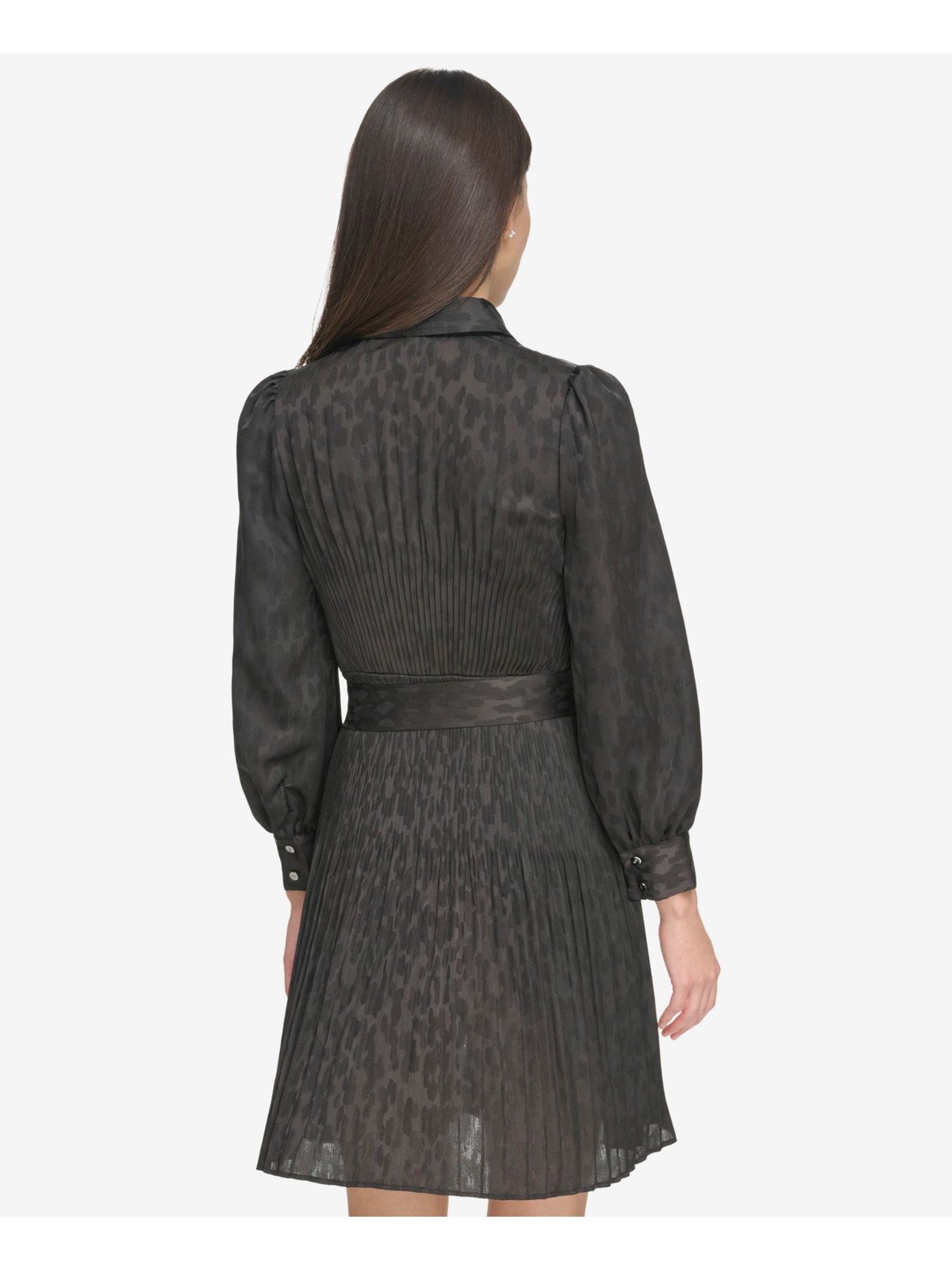 DKNY Womens Black Belted Button Down Cuffed Sleeve Short Shirt Dress 4