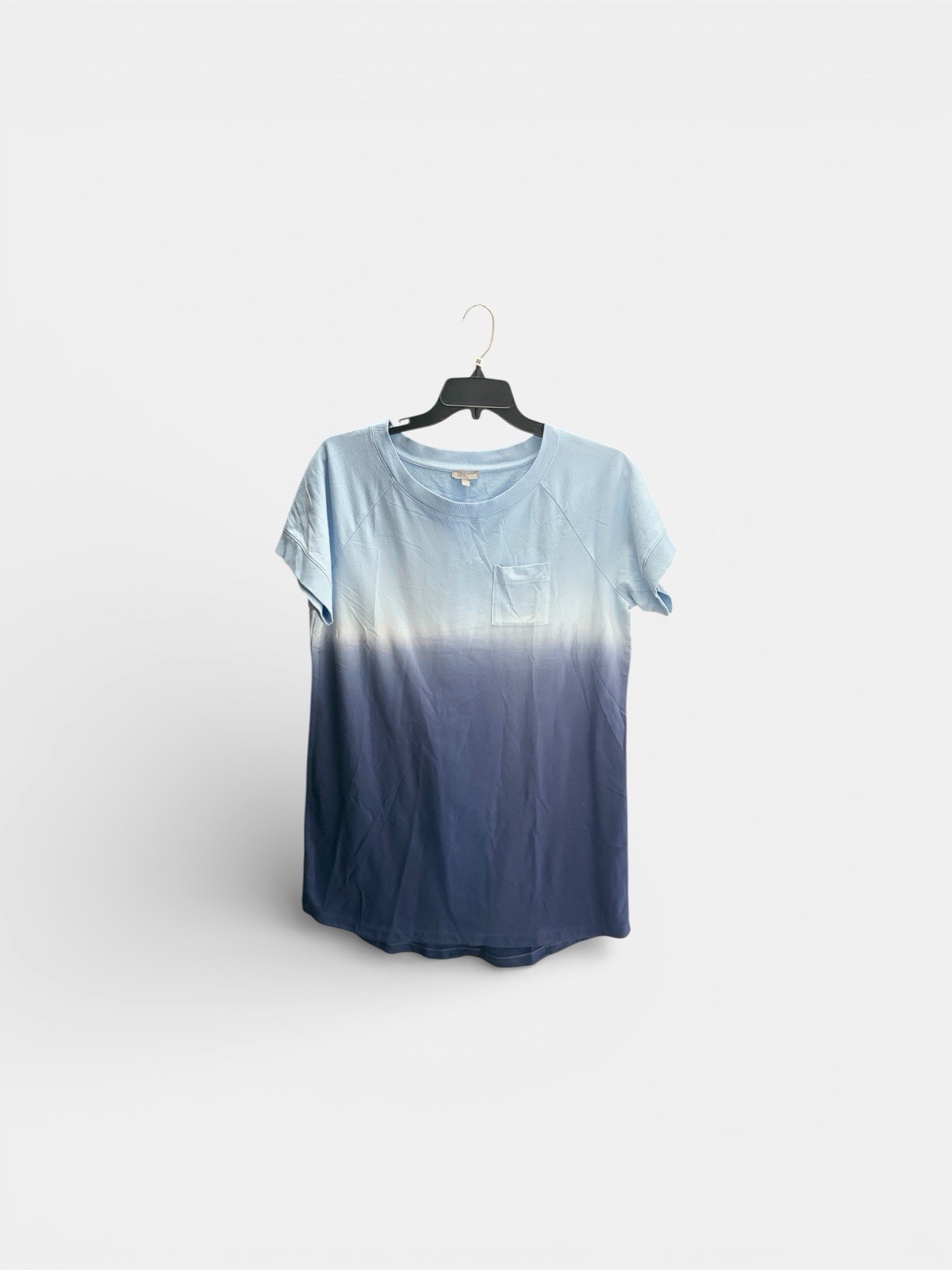 T by Talbots French Terry Dip Dye T-Shirt Dress Lakeside Blue Shift Pocket sz 2X