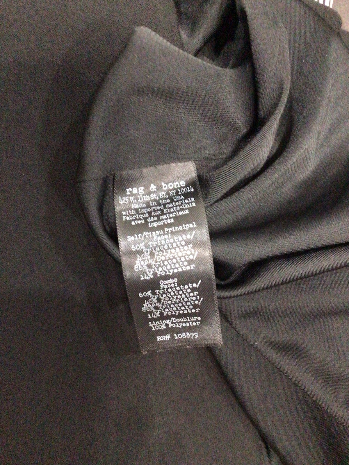 Rag & Bone Black Polyester/Wool Satin Trim Cocktail Sheath Dress Size 4
