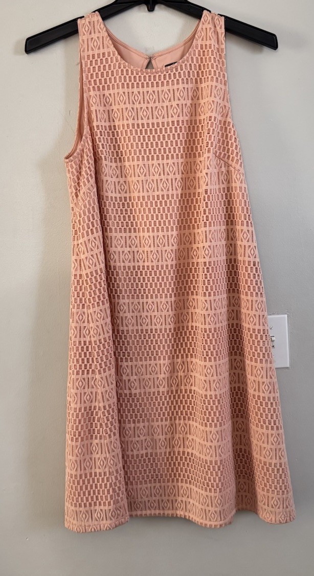 ADRIANNA PAPELL Lace Dress Shift Sleeveless Blush Sz 14 Mod Chic Preppy NWT
