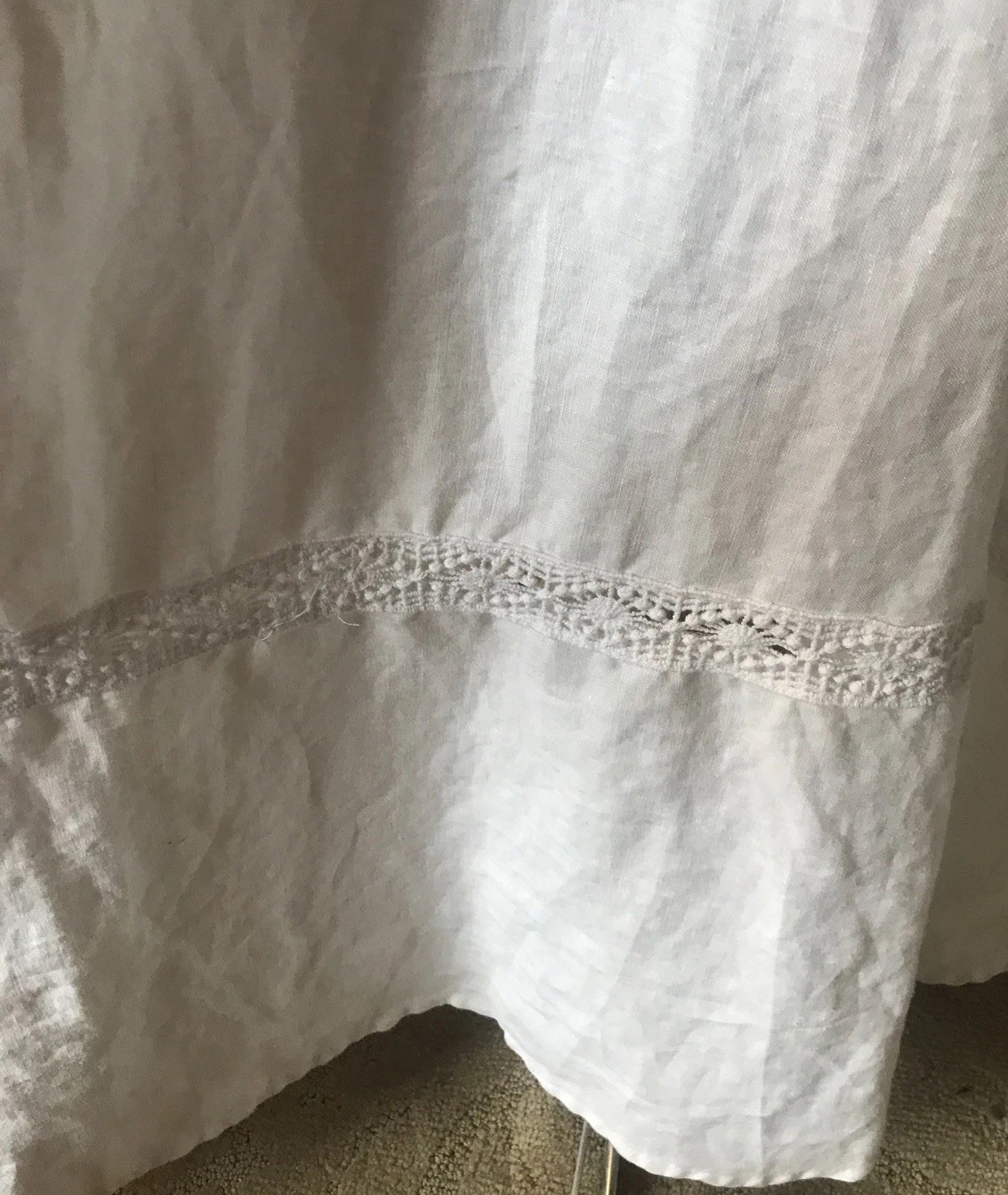 RACHEL ASHWELL White 100% Linen Maxi Dress Medium Sleeveless Side Zip