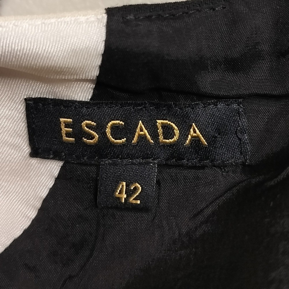 Escada Virgin Wool Colorblock Sheath Dress Black Cream Luxury Professional 42