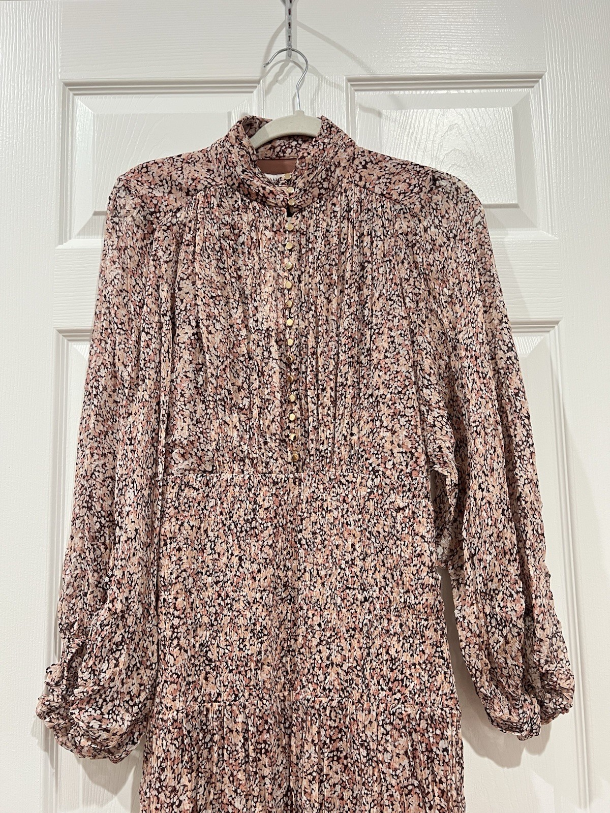 Shona Joy Sofia Button Up Ruched Midi Dress Floral Rouge Multi Size US 2