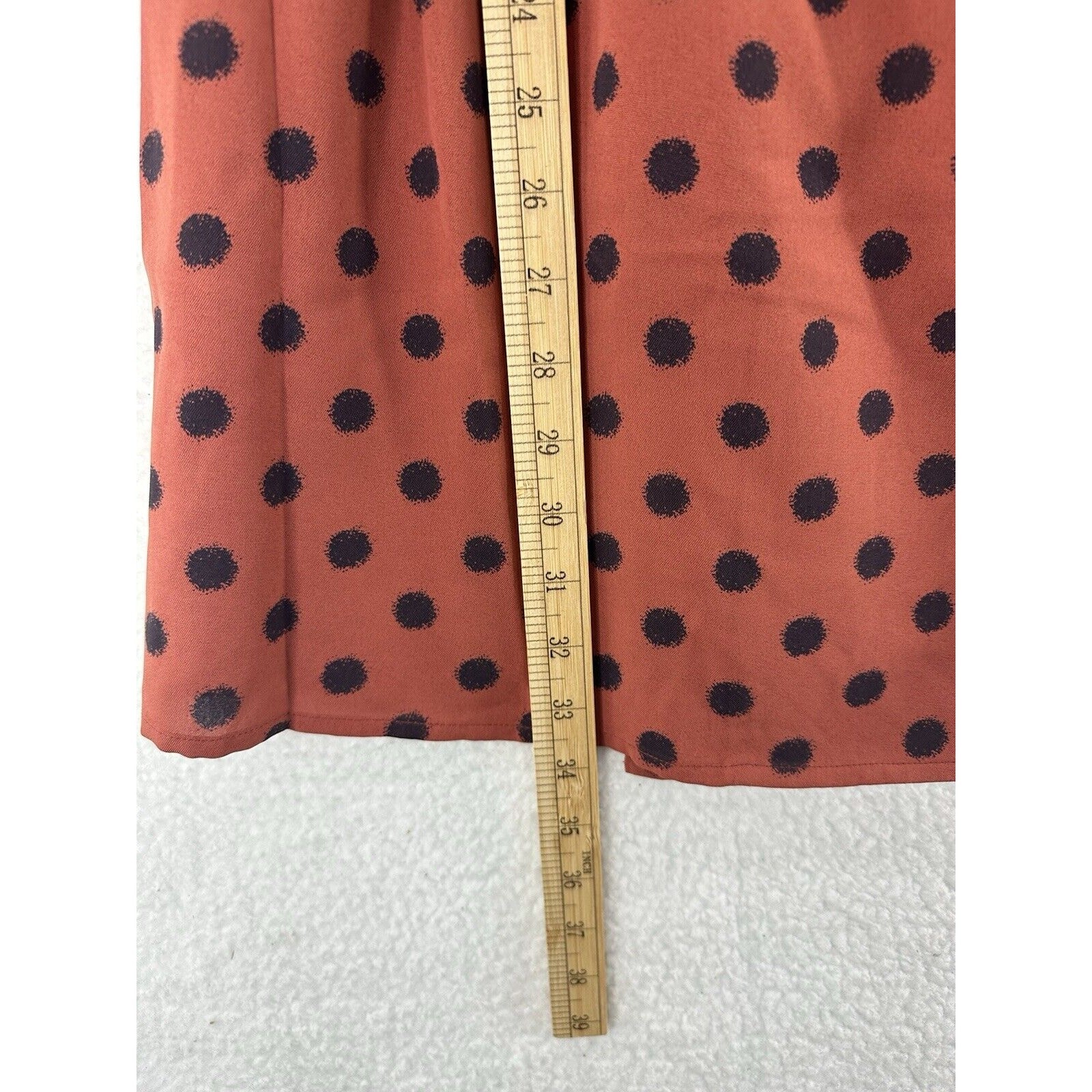 Zaful Jacket Dress Chiffon Rust and Black Polka Dot Long Sleeve Dress Size 8 NWT