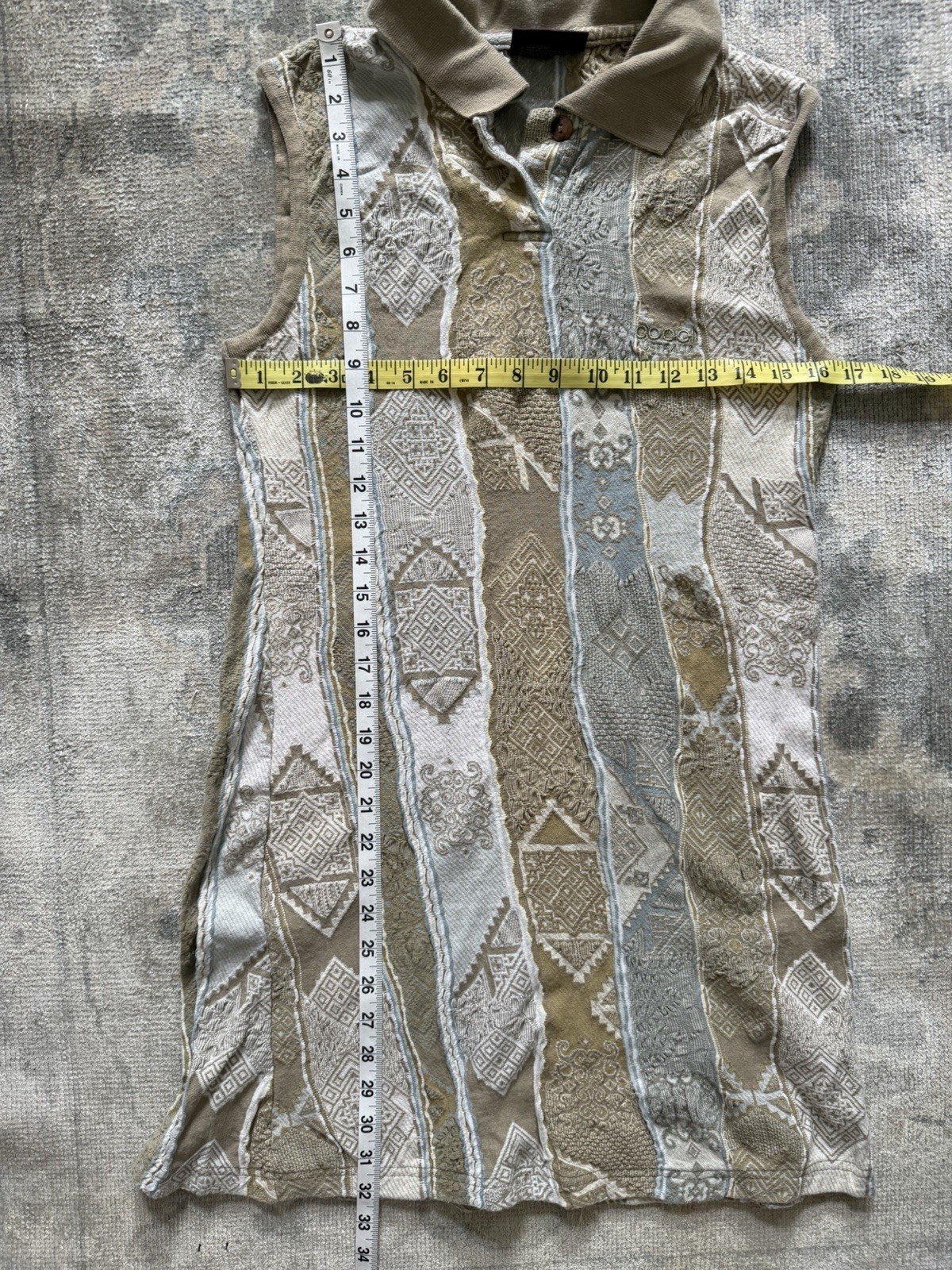Vintage COOGI Australia Sleeveless Knit Polo Dress Tunic – Earth Tones, Size L