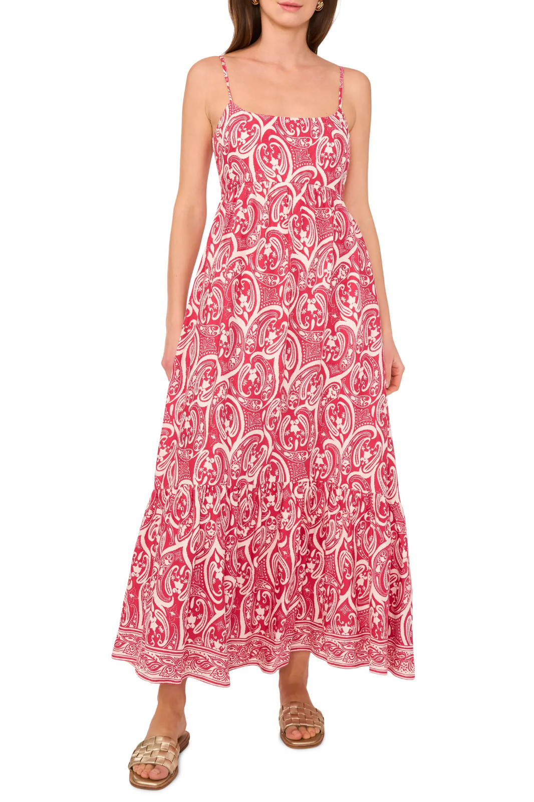 1.STATE Print Tiered Maxi Sundress SIze Large NWT