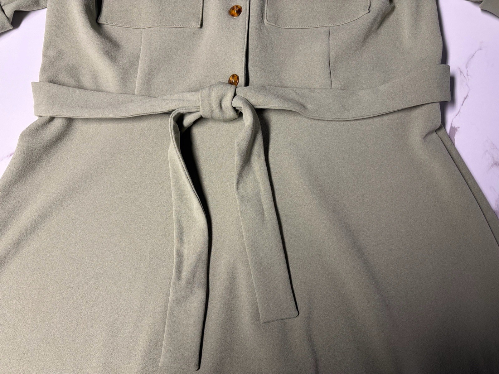 Shelby & Palmer Sage Green Utility Safari Midi Dress 16 Work Office Casual NWT