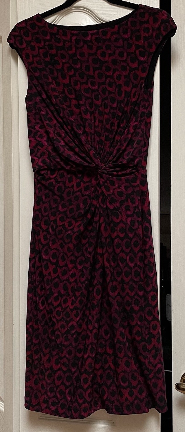 Lauren Ralph Lauren Purple/Black Ruched Lined Stretch Dress Size 4, Non-wrinkle