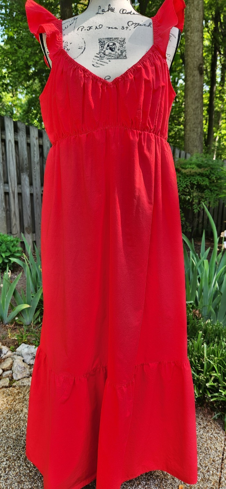 Universal Thread Sundress Women’s XL Flutter Cap Sleeve Maxi A-Line Red Cotton