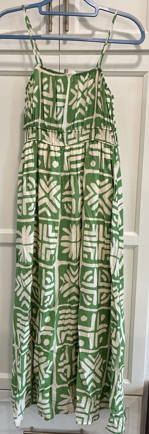 New Blu Pepper Tropical Beach Print Maxi Dress Cruise Coastal Vacation Size S