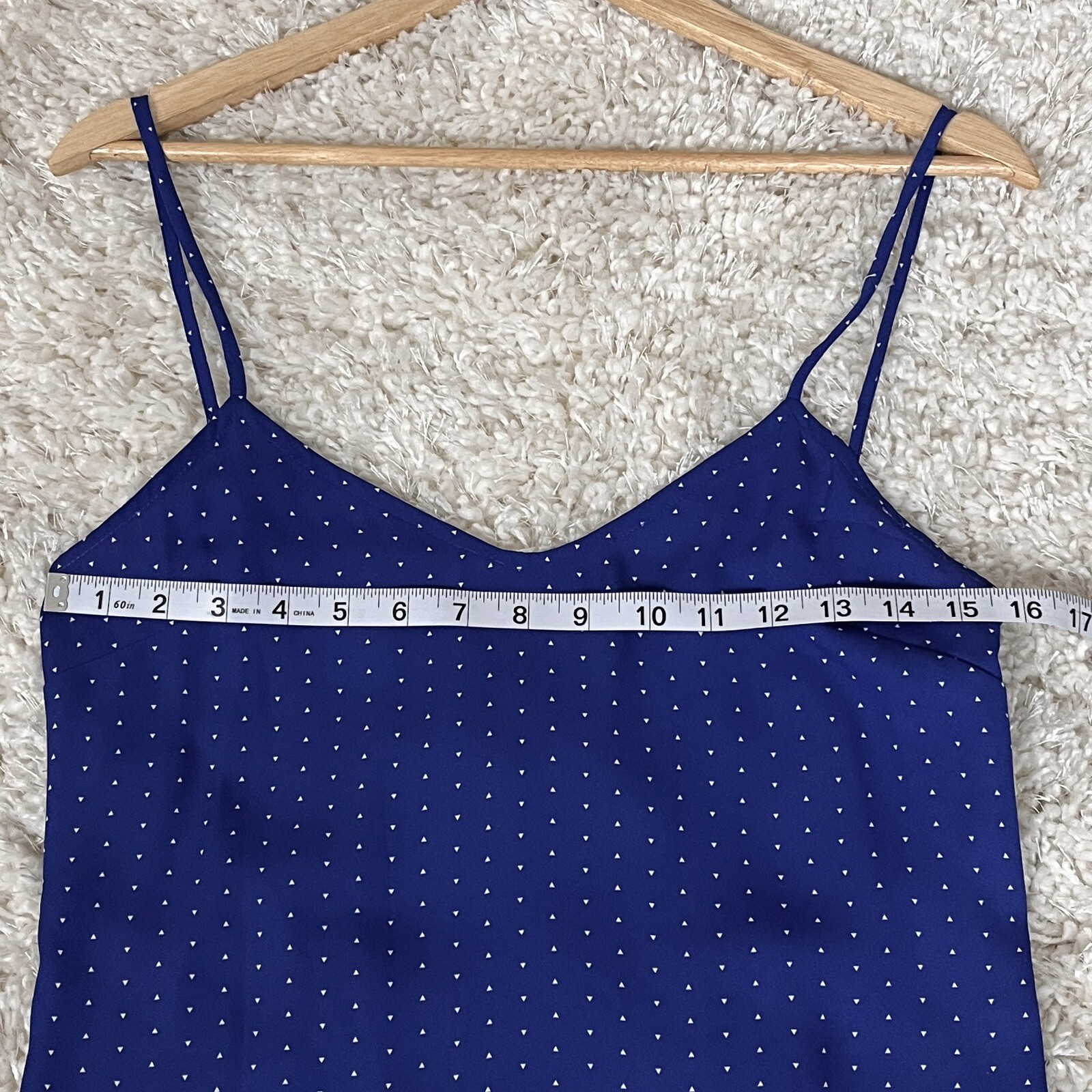 Lulus Paiton Royal Blue Midi Slip Dress Geo Polka Dot Semi Sheer Lightweight S