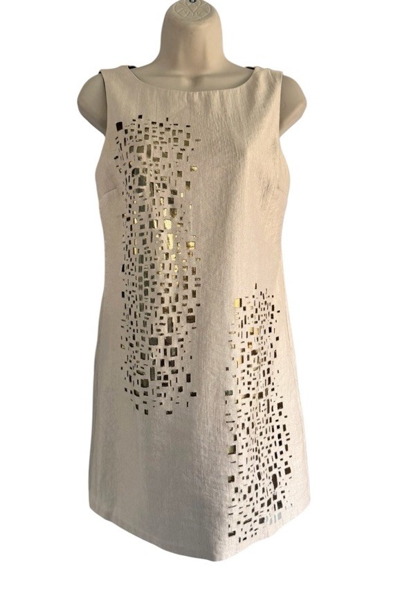 Alexia Admor Woman’s Sz XS Sleeveless Gold Laser Cut Out Lined Mini Sheath Dress