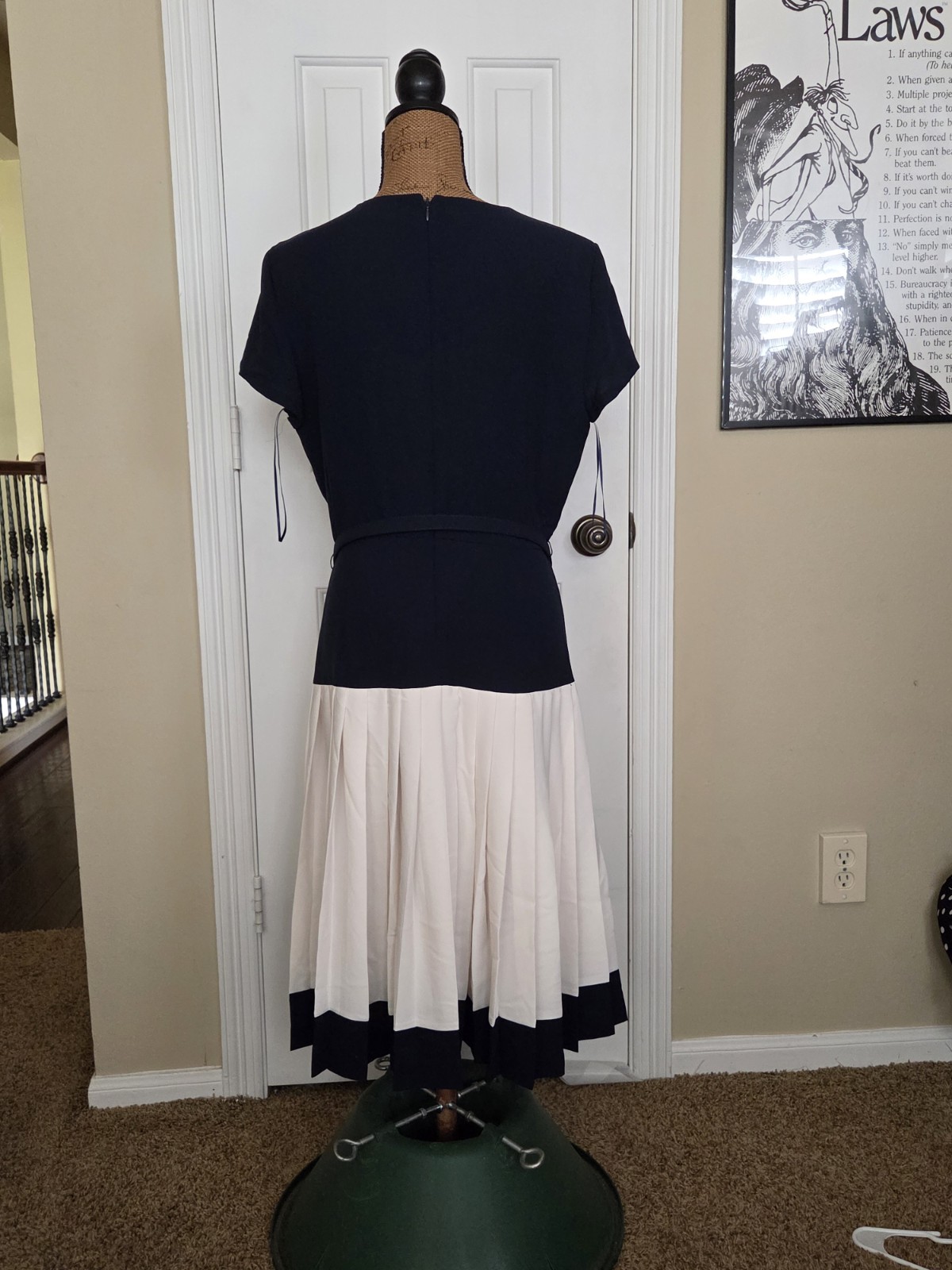 Ralph Lauren Two Toned Belted Georgette Dress Size 6