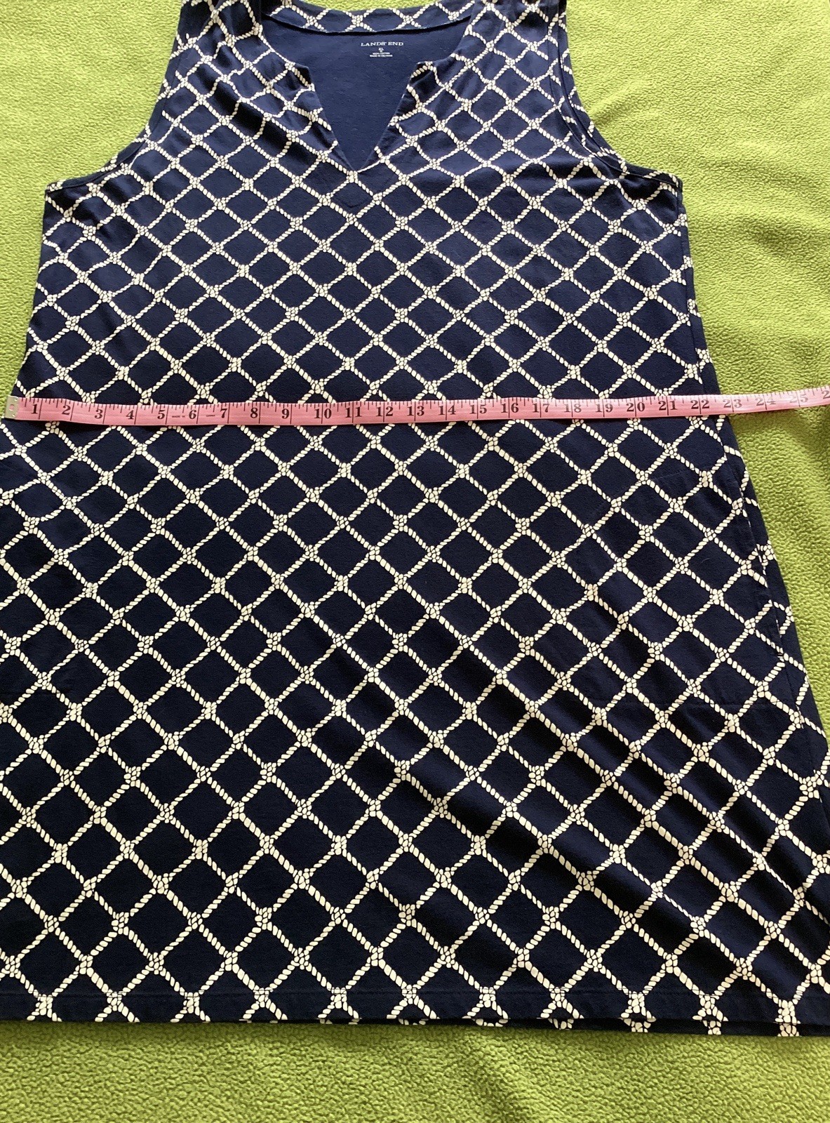 Lands End Navy Size X-Large Sleeveless V-Neck 2 Pockets Slide Slits Dress