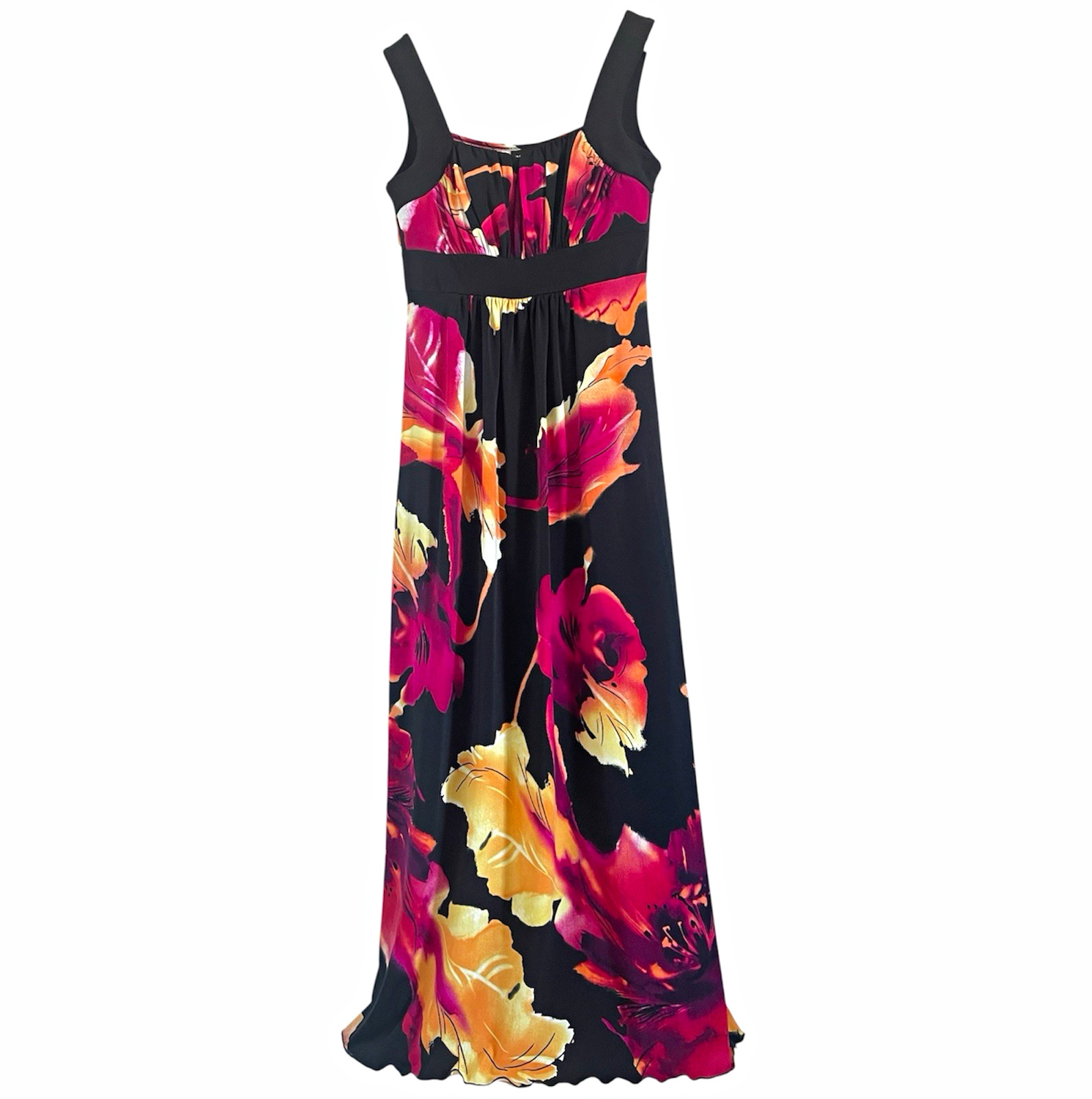 En Focus Studio Black Floral Maxi Dress Long Sleeveless Regular Women’s 6