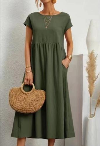 Holiday Sundress Short Sleeve Casual Loose Boho Floral Women Maxi Dress Ladies