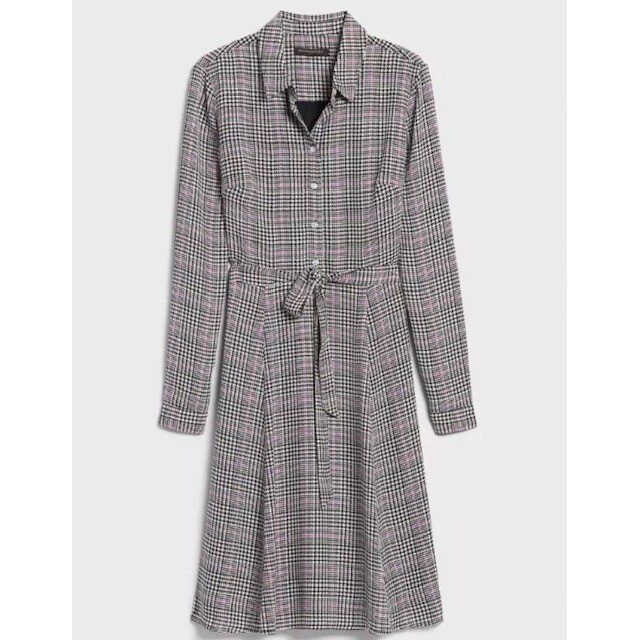 Banana Republic Plaid Shirt Dress Career Casual Workwear Petite 10