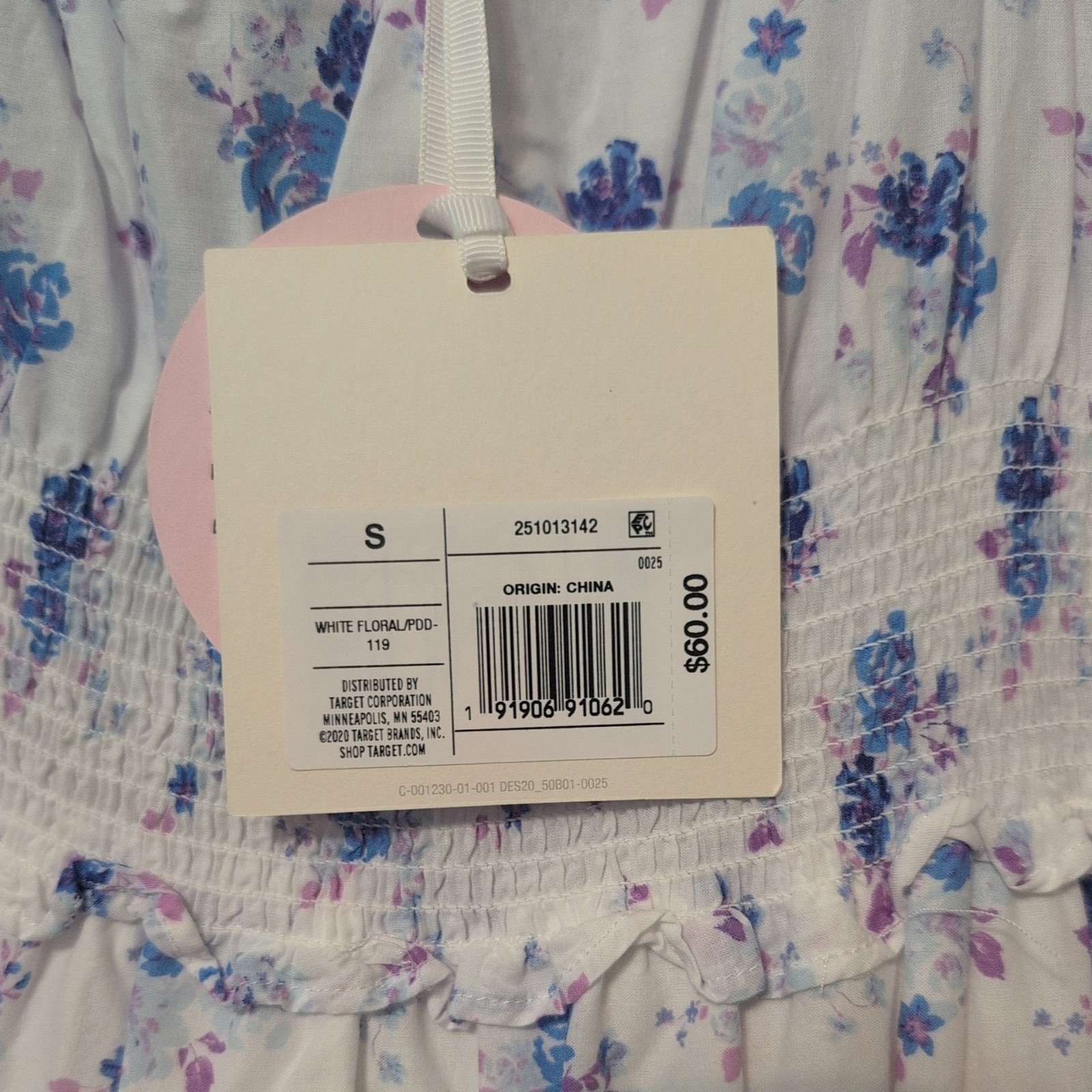 LOVESHACKFANCY X TARGET Size Small Dress White Purple Floral Cotton Cottagecore