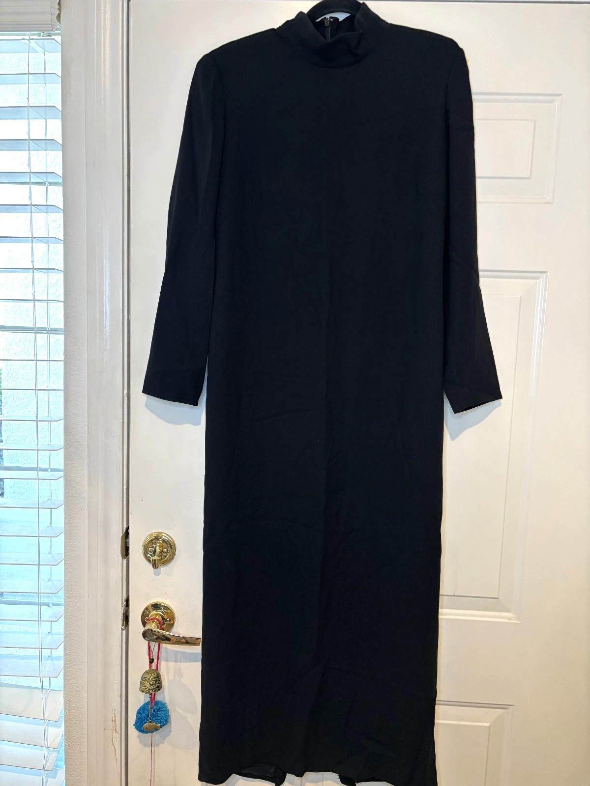 Linda Allard Tracy Ellen sz 12 vintage long sleeve black dress back zip #1729