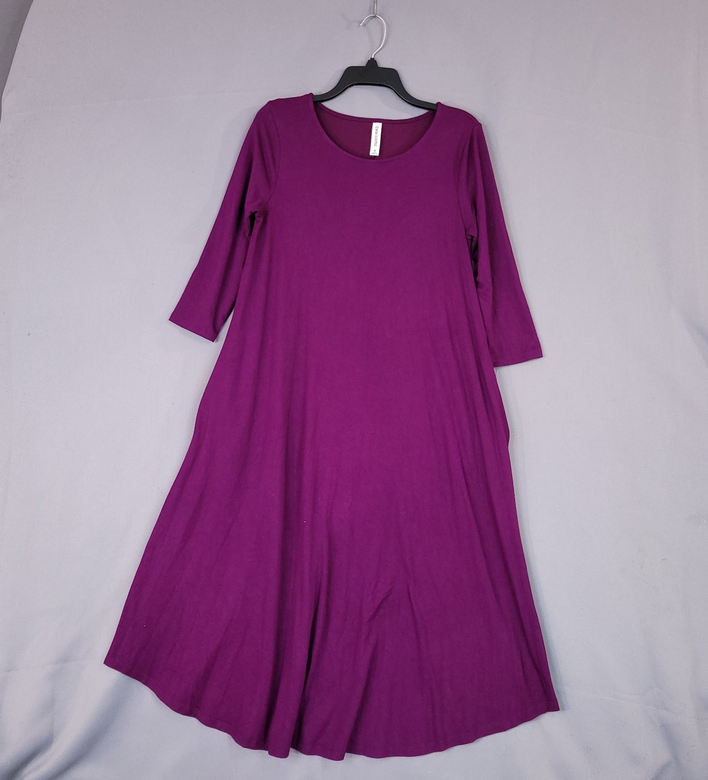 ZENANA OUTFITTERS Women’s Dress Medium Purple Viscose Blend 3/4 Sleeve Pockets
