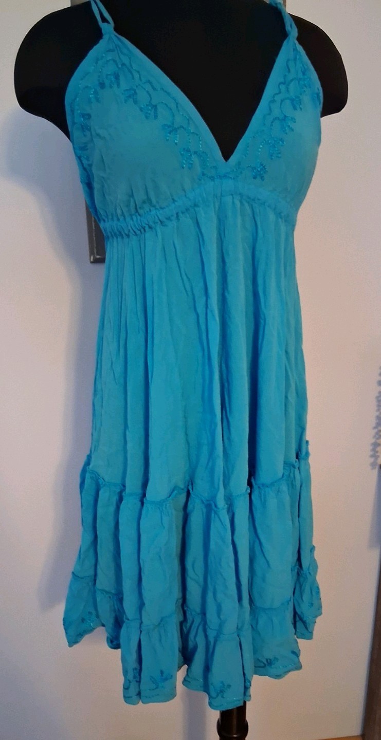 Summer Beach Vacation Dress OS Multi Tie Strap Swim Sun Party Tropical Flowy