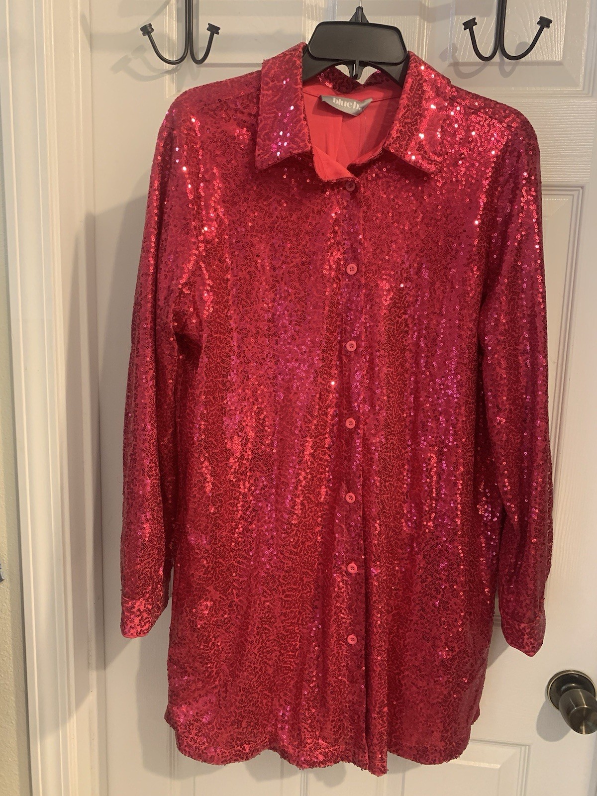 NWT-Raspberry Sequin Shirt Dress
