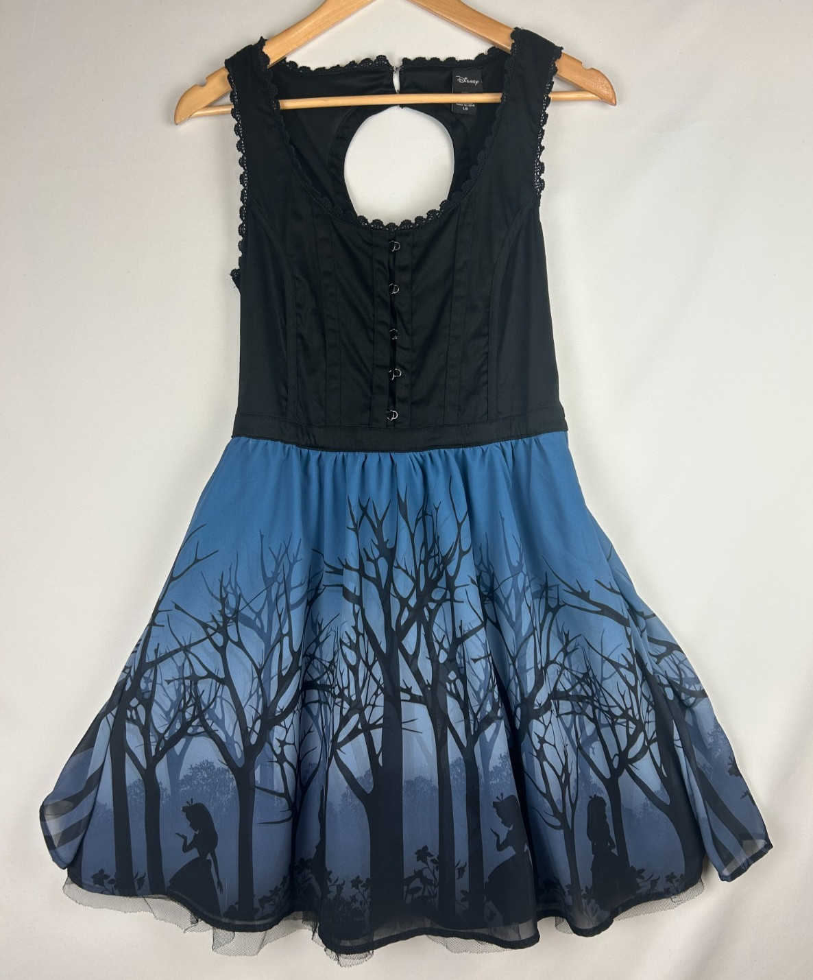 Hot Topic Disney Alice And Wonderland Black Lace Tulle Corset Goth Fairy Dress L
