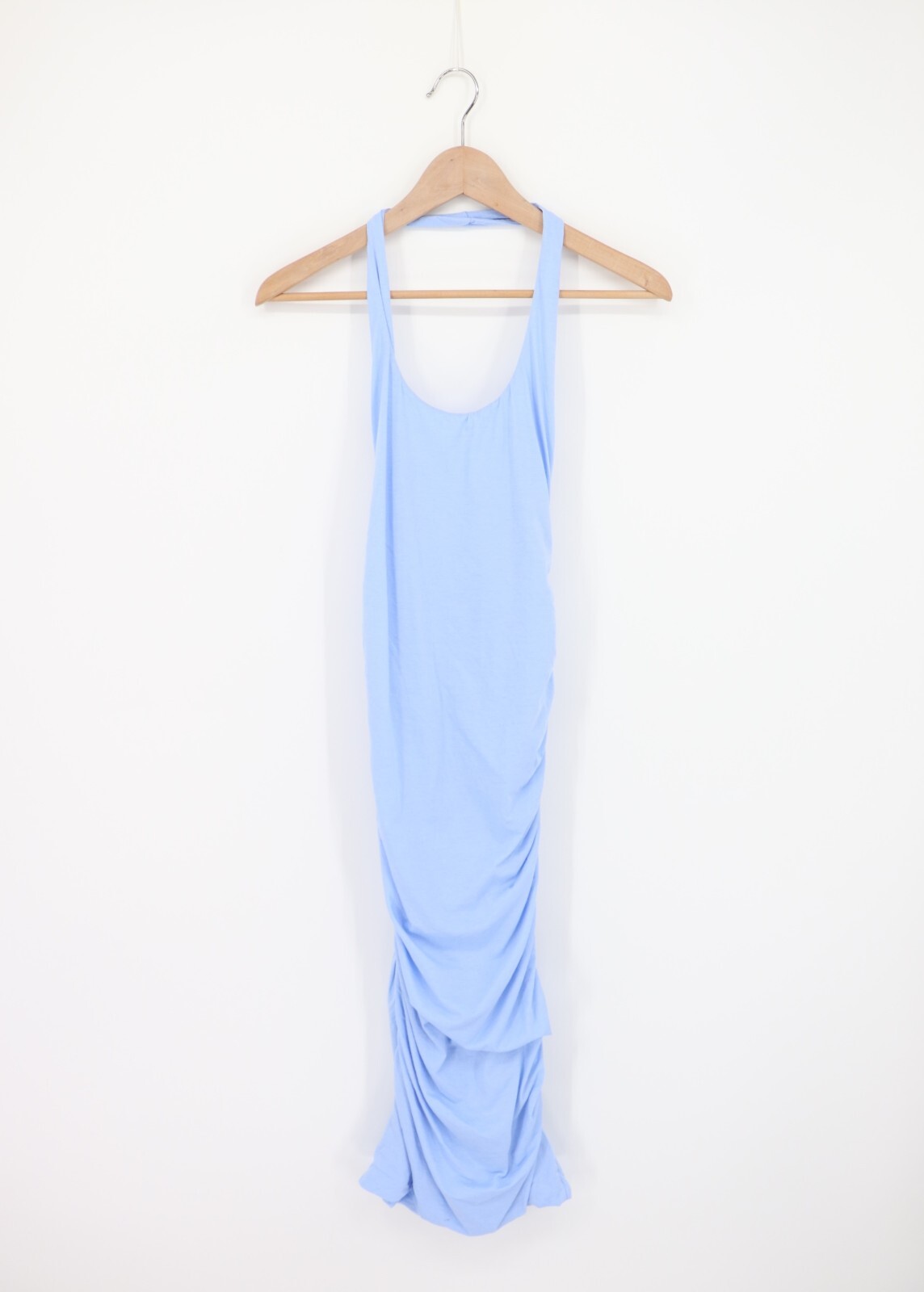 VELVET By Graham & Spencer Amanda Ruched Halter Dress Chill S $198 H5