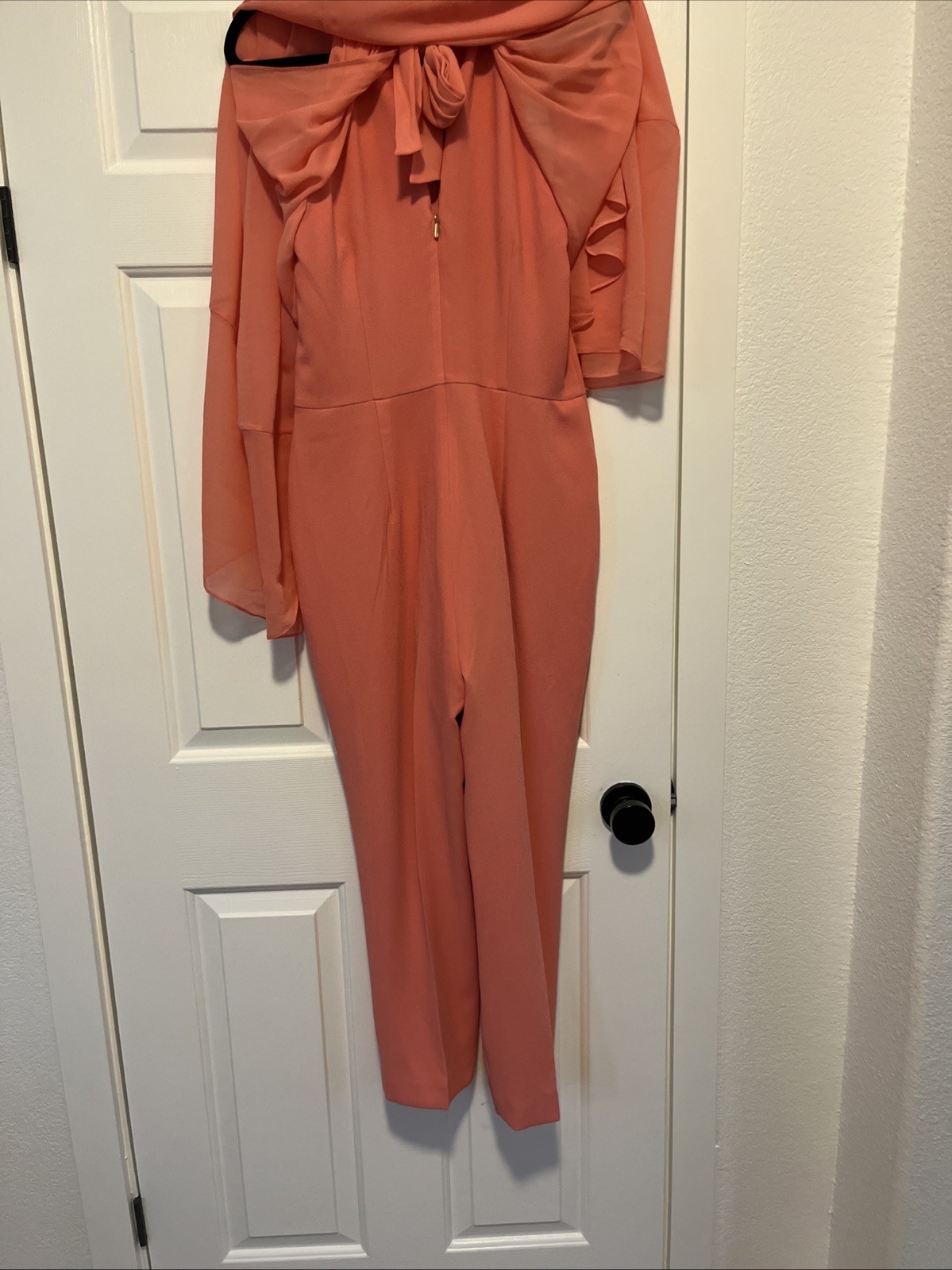 Trina Turk Pant dress W/ Billowing Cape Front And Back, Mid Thigh Length, Fitted