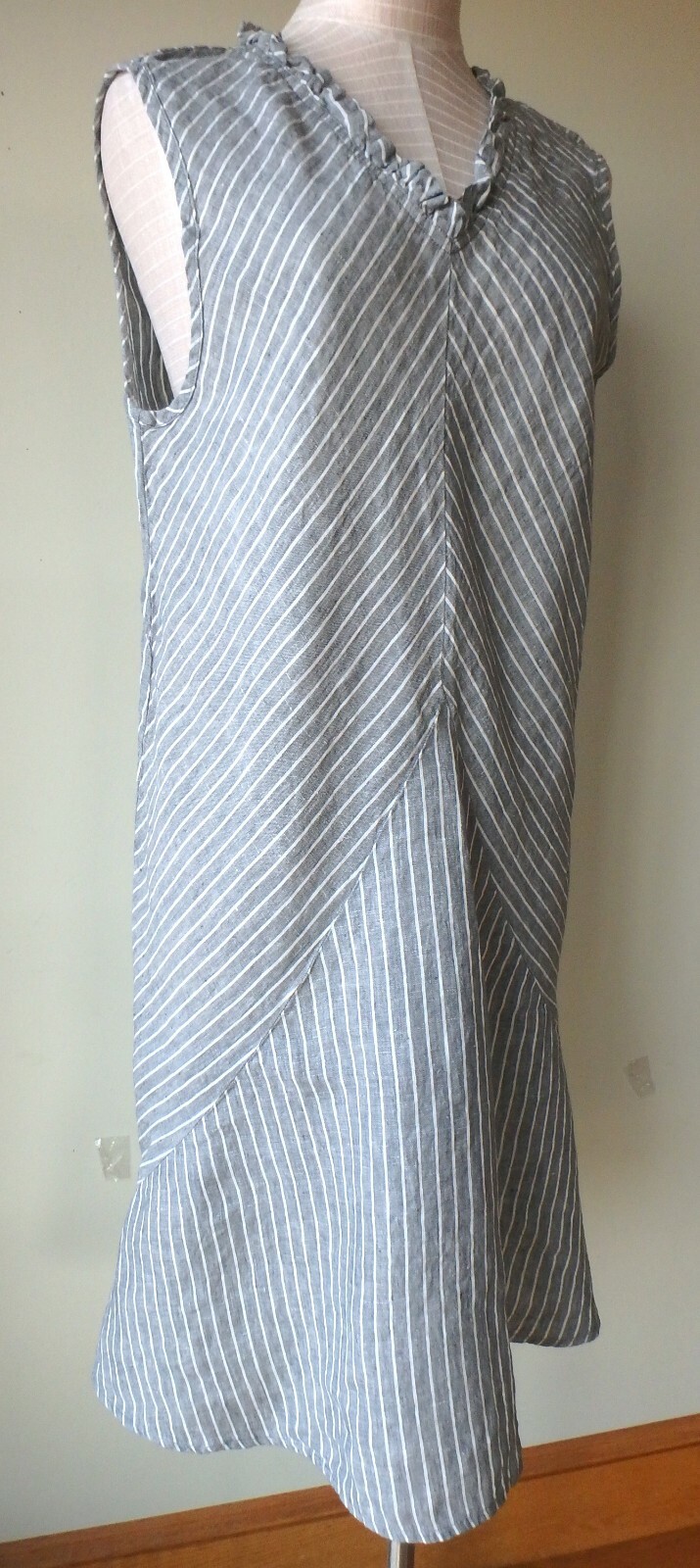 FLAX Designs Linen Dress M & L NWT Special Dress GREY STRIPE