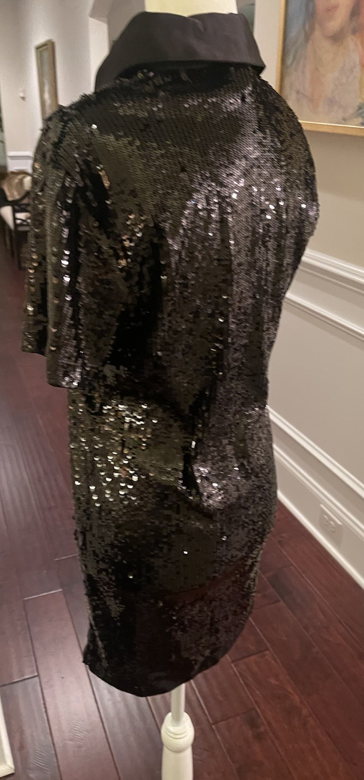 Alice + Olivia Treva Black Sequined Polo Mini Dress Sz S NWT $595