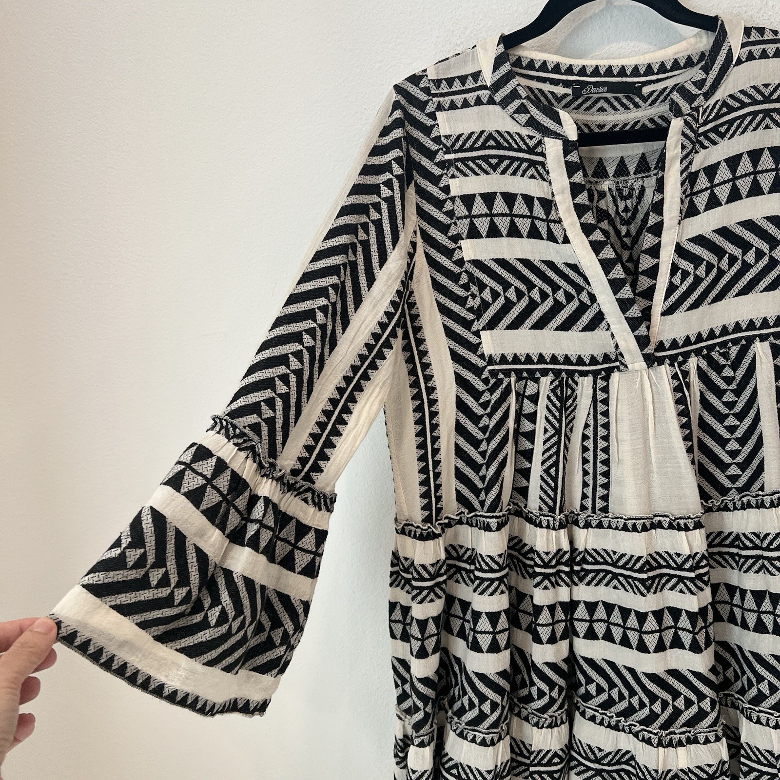 Anthropologie Devotion Twins Embroidered Ella Tunic Dress Black & White Size S
