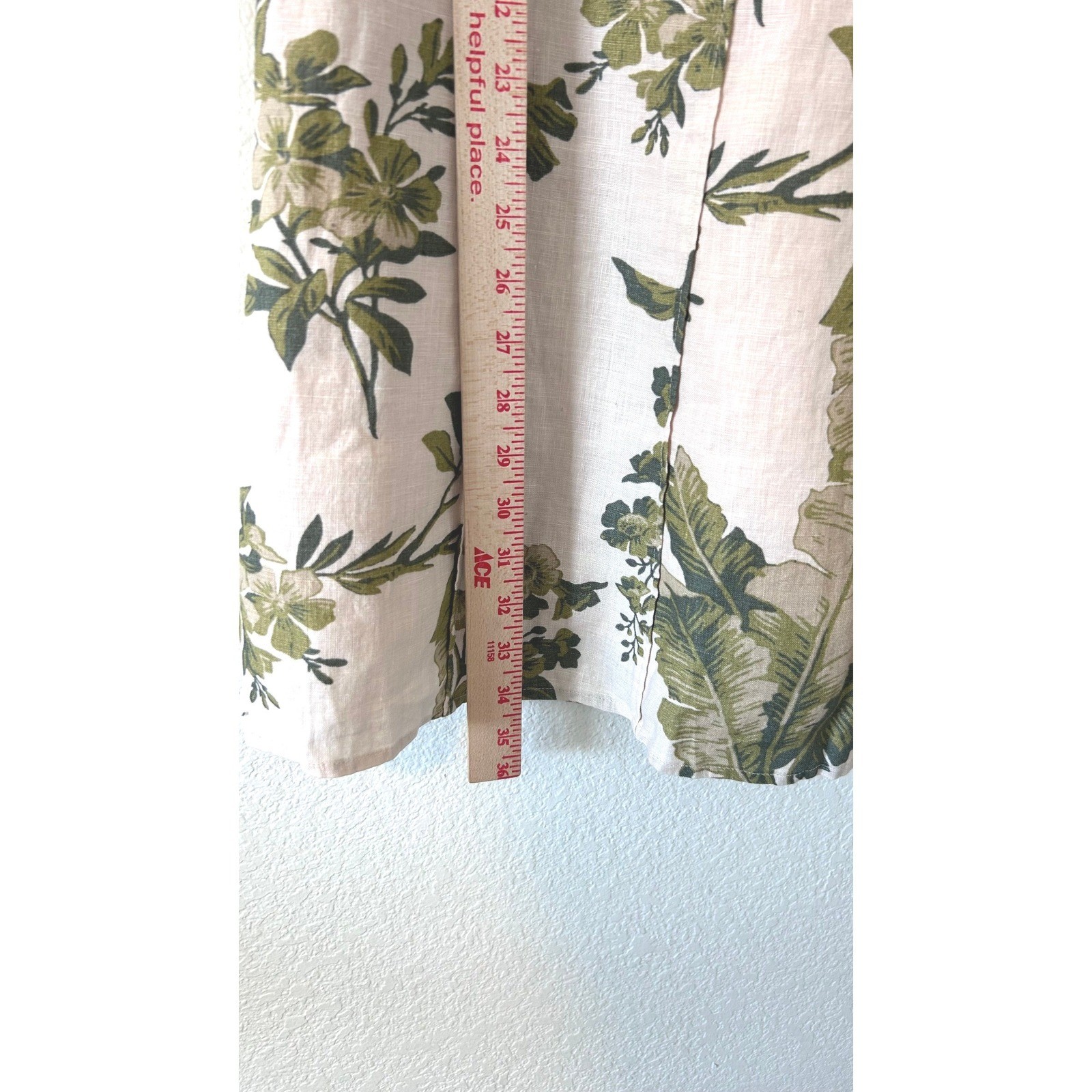 & Other Stories Linen Tropical Palm Print Mini Dress Los Angeles Atelier US 10