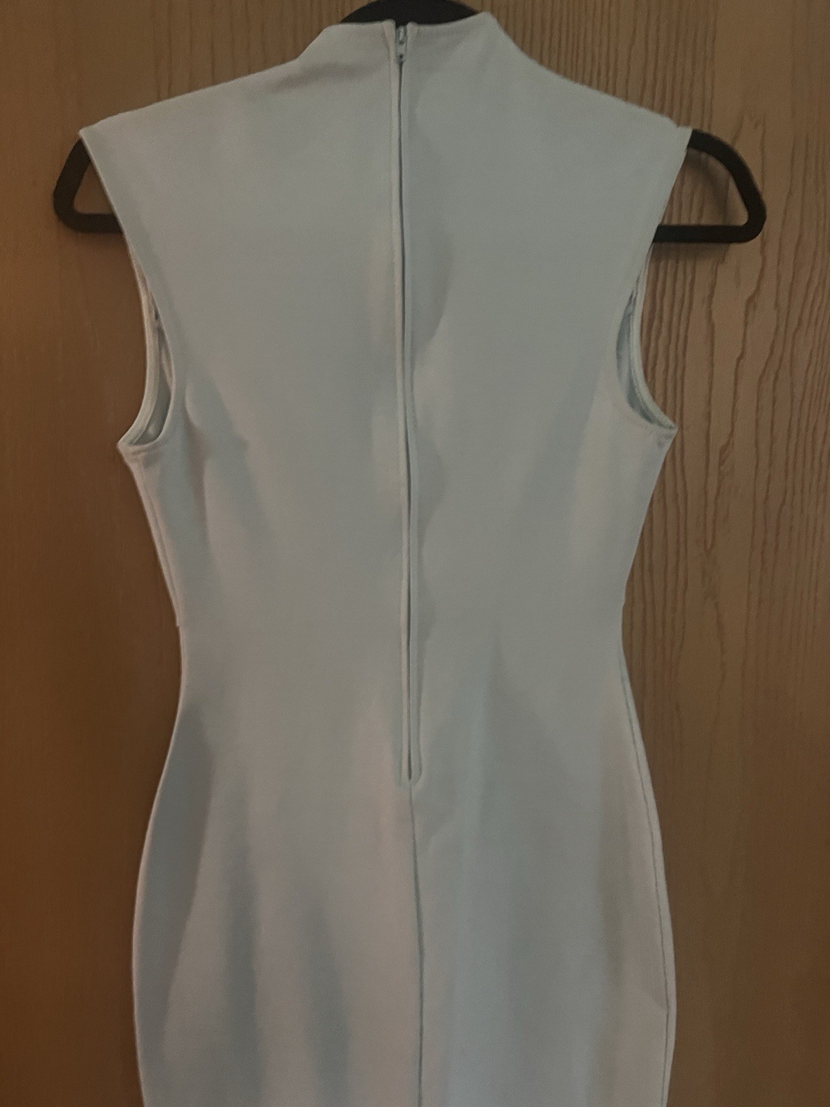 AKIRA Womens Light Blue V-Neck Sleeveless Bodycon Mini Dress Lined Zip S