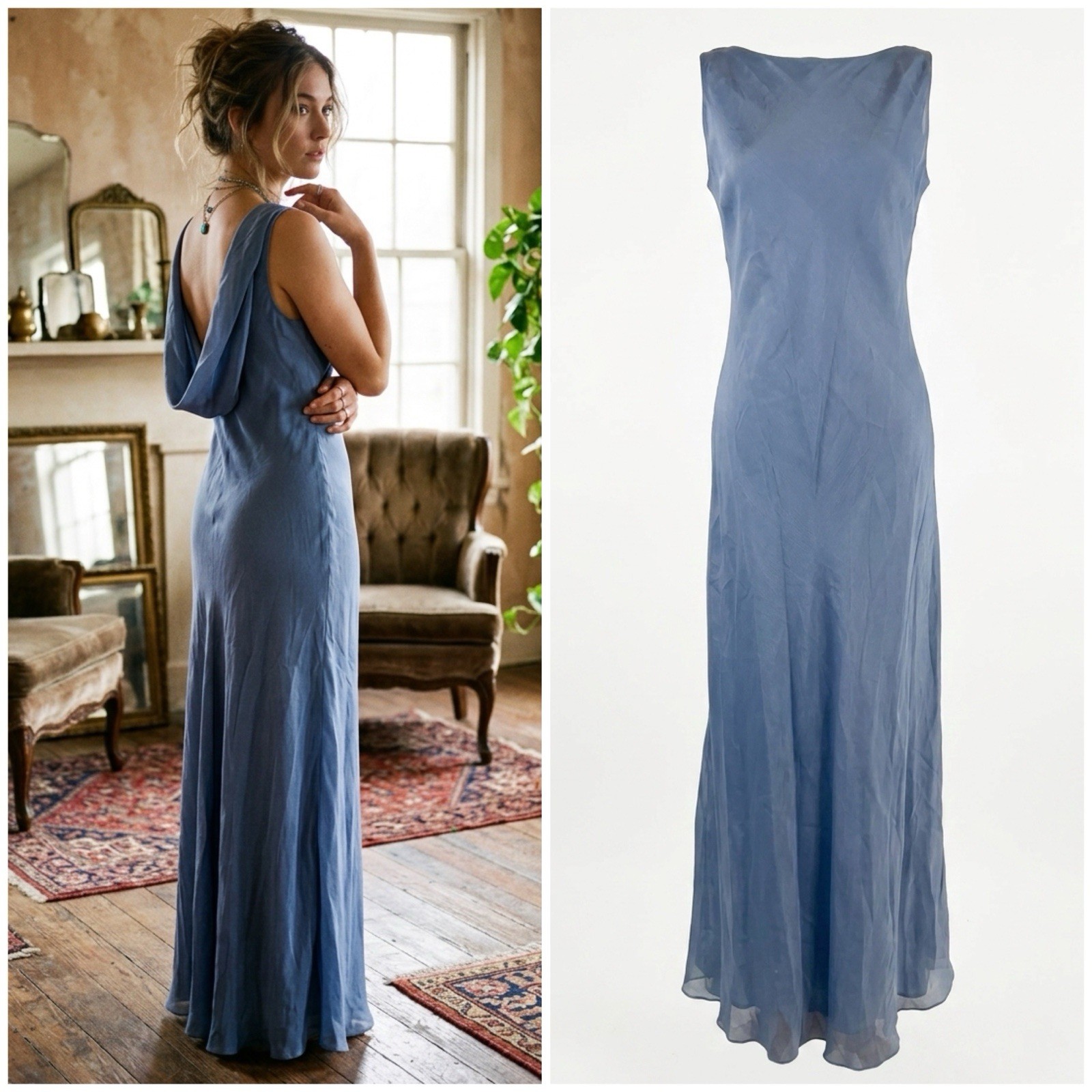 VTG 90s Chelsea Nites Long Gown Formal Whimsy Shimmer Blue Fairycore Y2K Sz 12