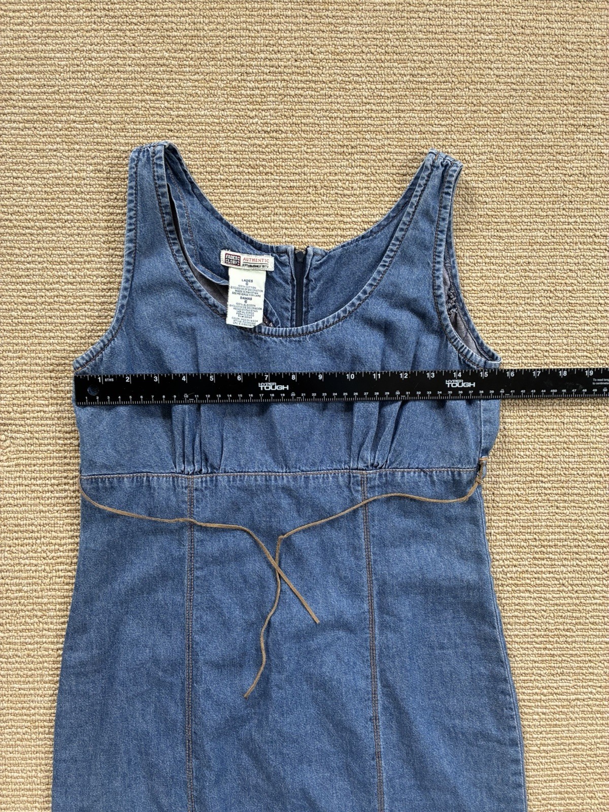 Women’s 100% Cotton Denim Belted Mini Dress Floral Embroidery Size S Western