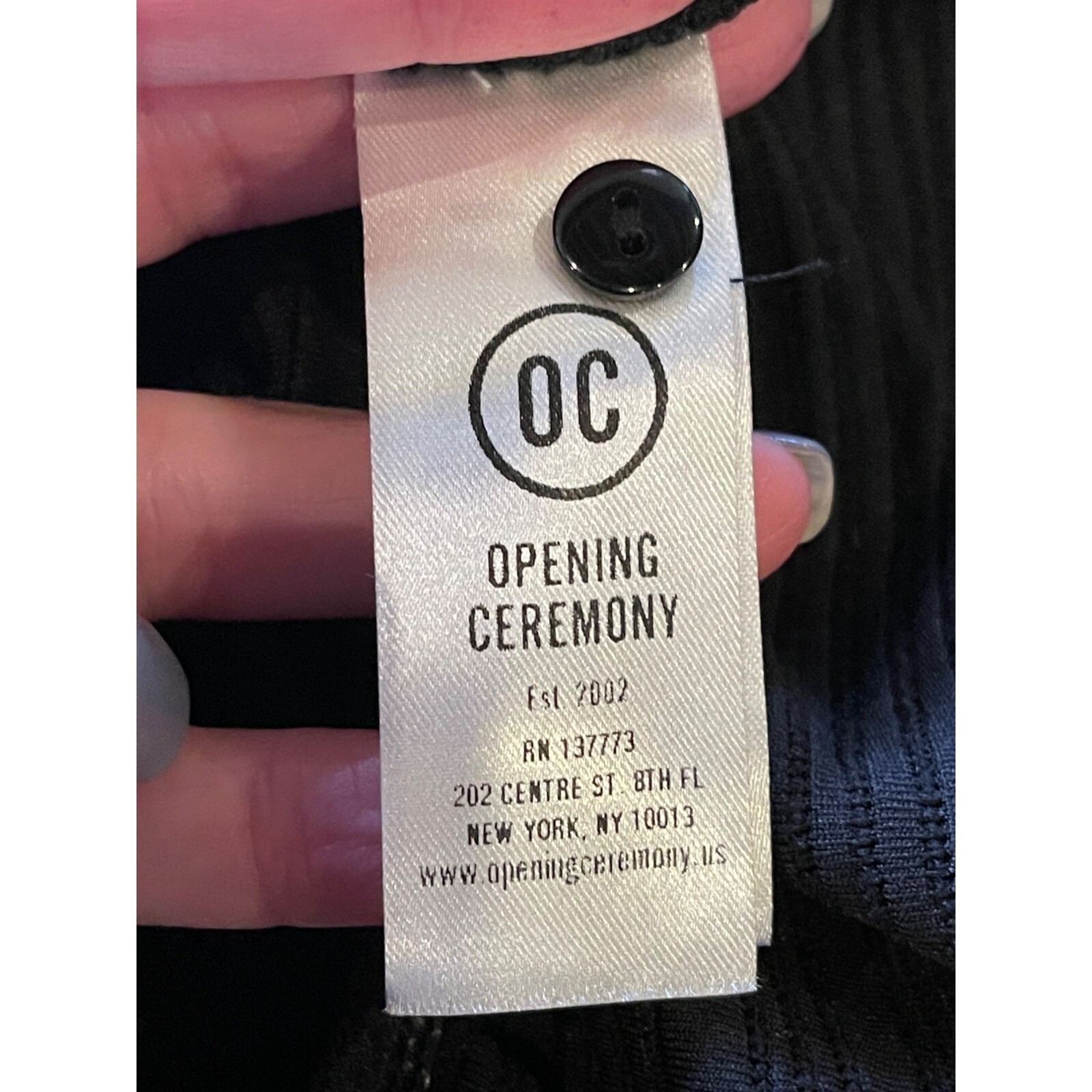 Opening Ceremony Dress Women Medium Black Wavy Stripe Lotus Mini Cocktail Party