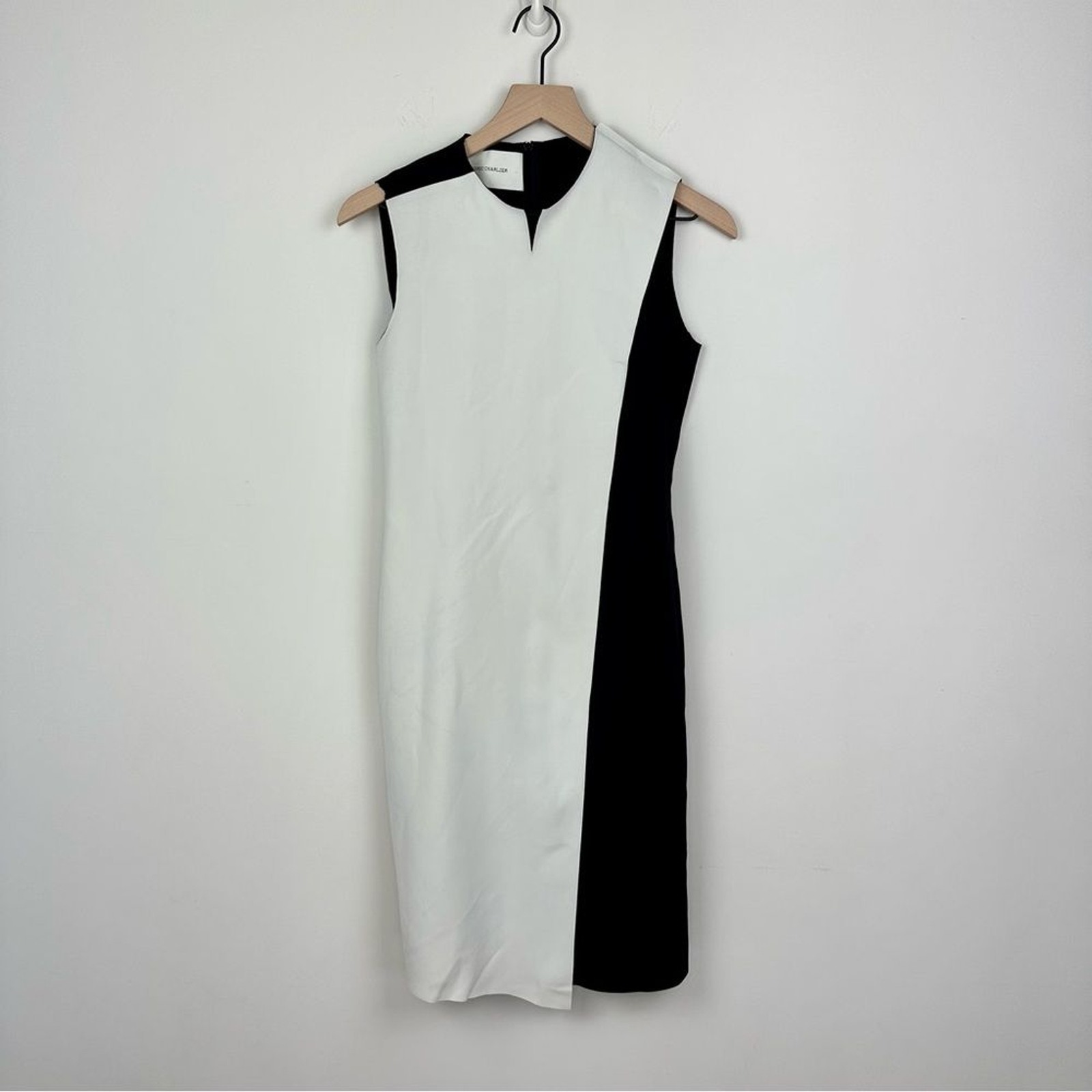 Cédric Charlier Designer Colorblock Asymmetrical Black & White Shift Dre…